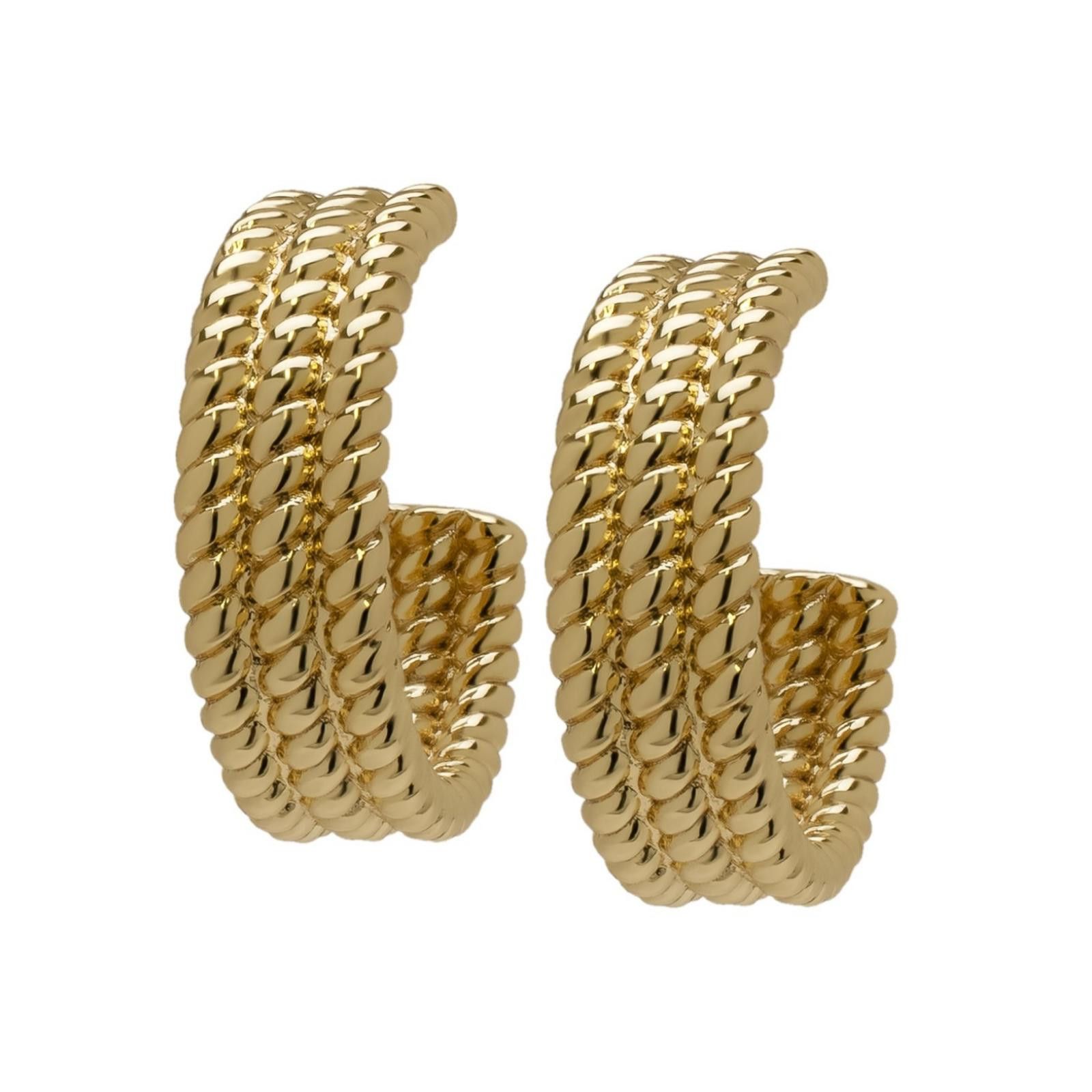 Macys 14K Gold Plated Twisted Rope Hoop Earrings Size ONE SIZE - 2 Thumbnail