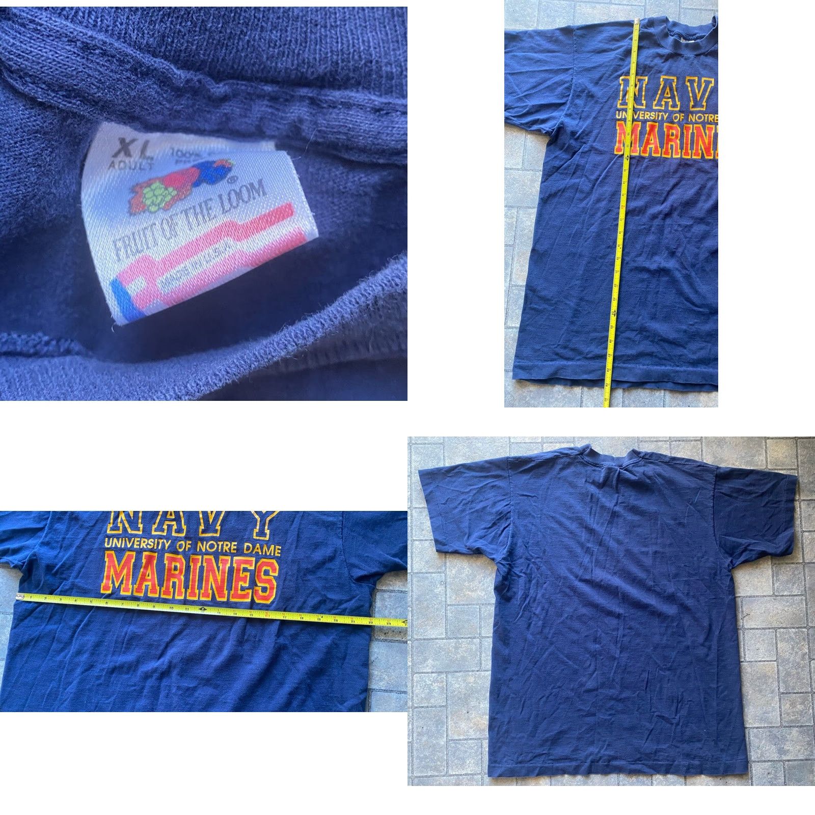 Fruit Of The Loom VINTAGE Notre Dame Fruit of the Loom T-Shirt Men XL Marine Navy Short Sleeve College University Military Modern See Photos Pride1940s? Size US XL / EU 56 / 4 - 8 Thumbnail