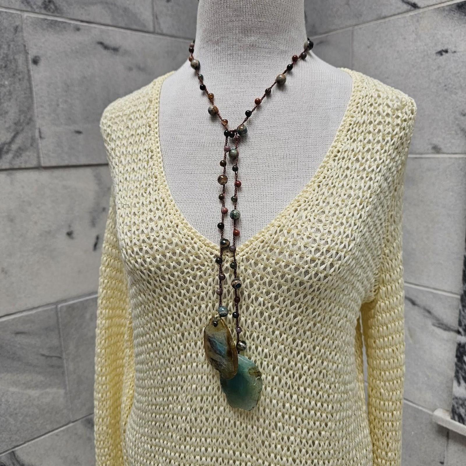 Other Women's Blue Agate Handmade Lariat Style Necklace Size ONE SIZE - 2 Thumbnail