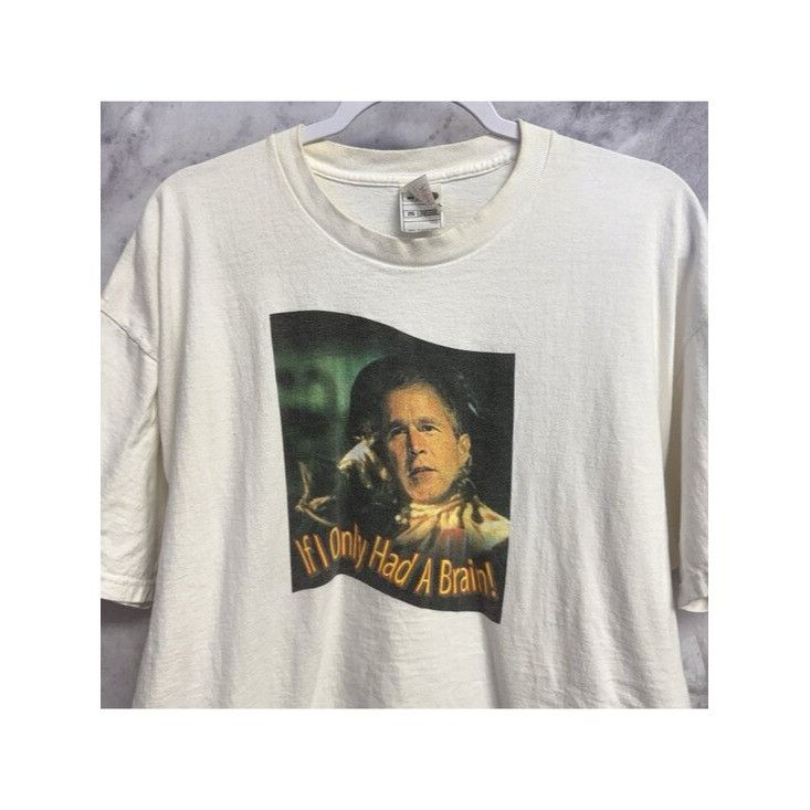 Vintage Vintage George Bush If Only I Had A Brain T Shirt Mens 2XL Size US XXL / EU 58 / 5 - 1 Thumbnail