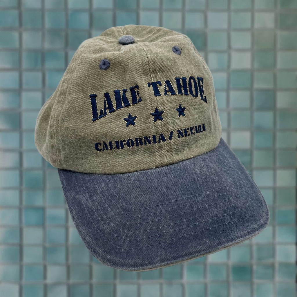 Vintage Lake Tahoe Baseball Cap Gray Blue Mens Casual Outdoor Ski Hiking Cotton Canvas Size ONE SIZE - 1 Thumbnail