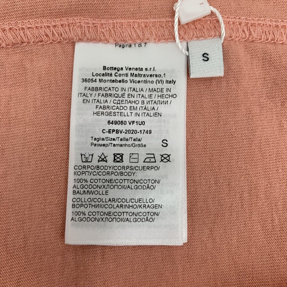 Bottega Veneta Bottega Veneta Coral Pink Letter Embroidery T-shirt K26WX Size S / US 4 / IT 40 - 7 Thumbnail
