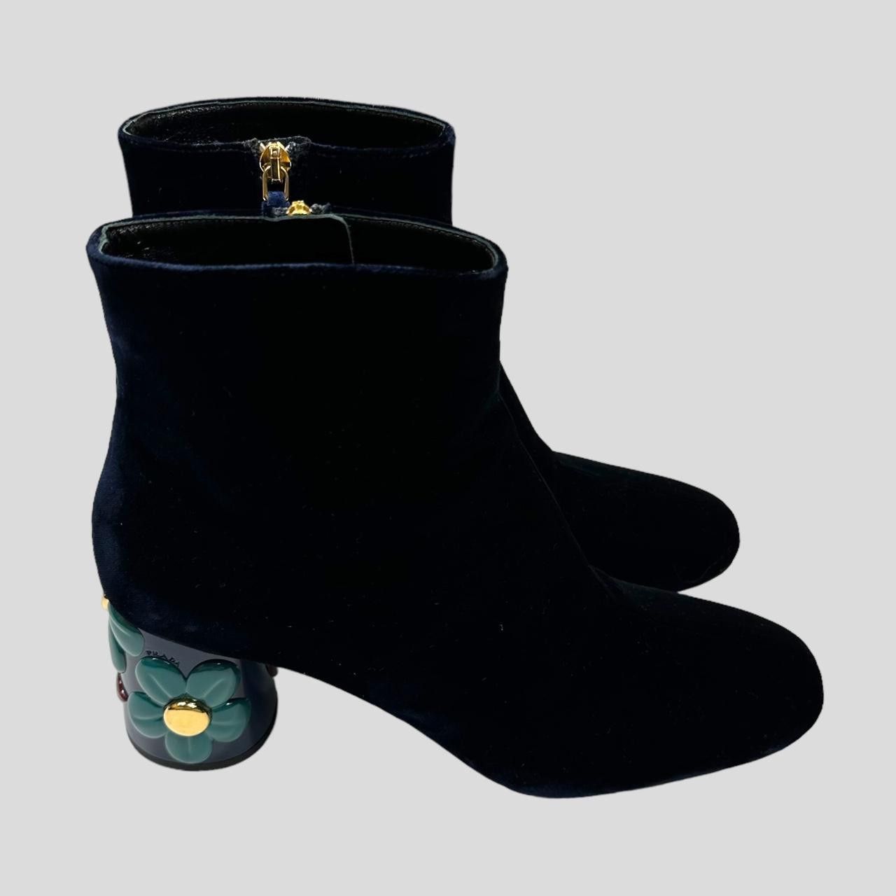 Prada Prada Milano Floral Heel Blue Velvet Boots - UK7 Size US 8 / IT 38 - 5 Thumbnail