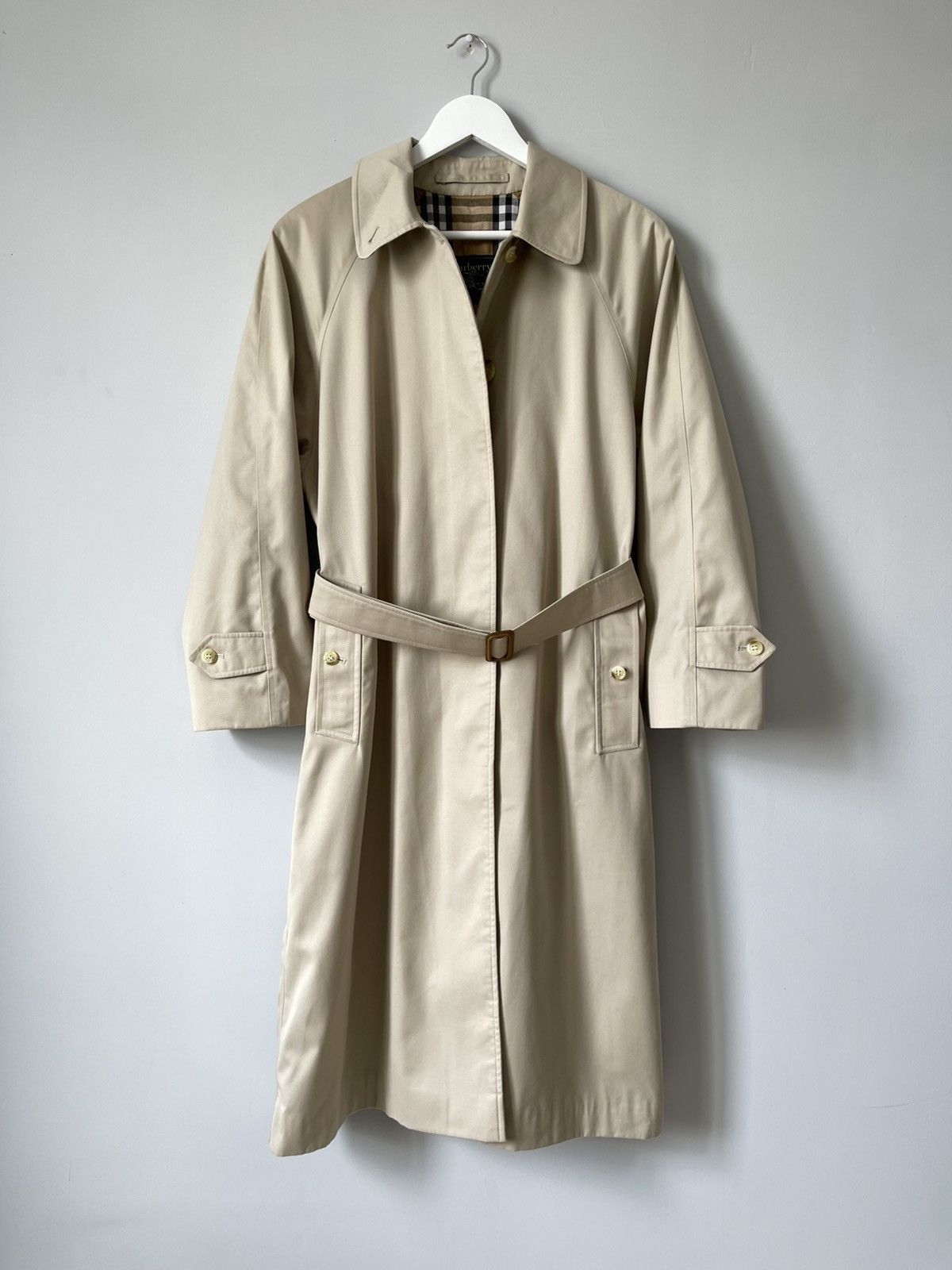 Burberry Vintage 90's Burberry Nova Check Belted Beige Trench Coat Size L / US 10 / IT 46 - 1 Thumbnail