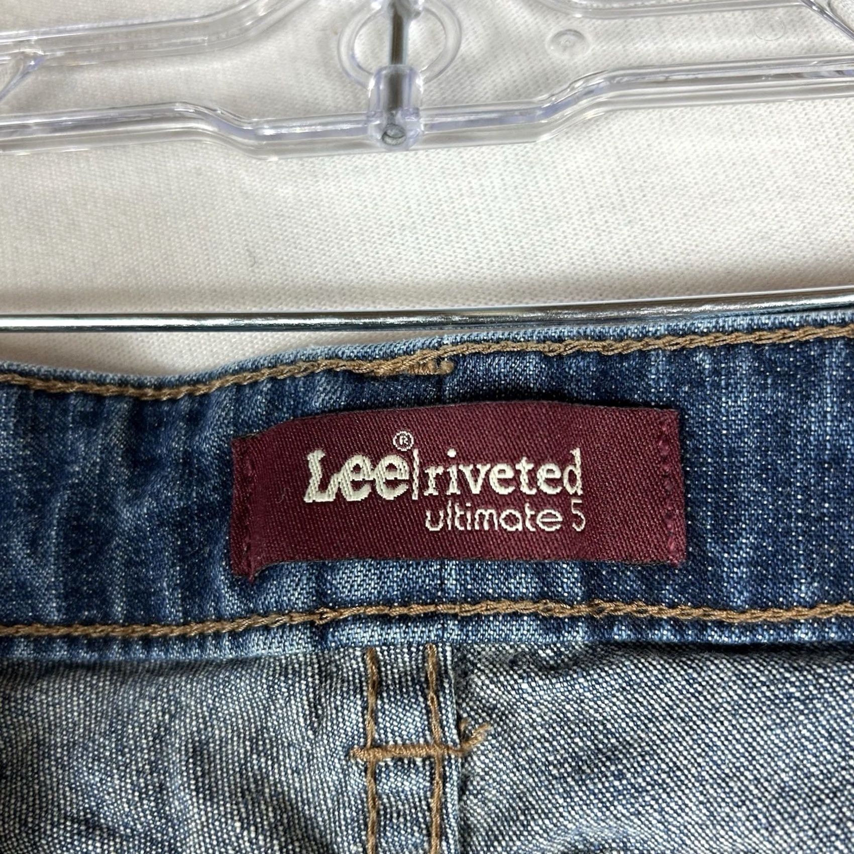 Lee Lee Riveted Ultimate 5 Pocket Straight Leg Jeans Womens 12S Short High Rise Blue Denim Size 34" / US 12 / IT 48 - 5 Thumbnail