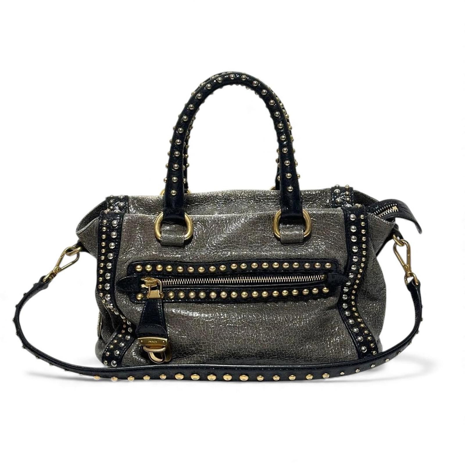 Prada Prada - Studded Leather Handbag Size ONE SIZE - 2 Thumbnail