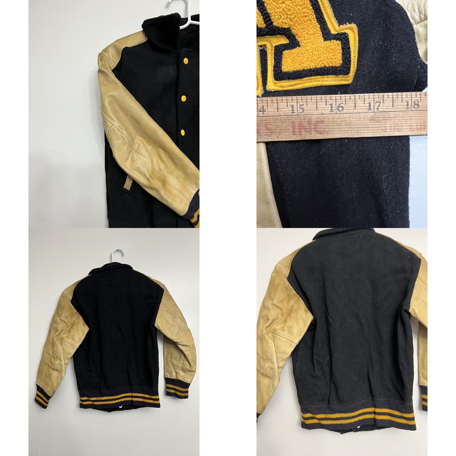 Vintage VINTAGE Holts Letterman Jacket Sz 40 Black Gold Leather School Retro 50s Jock Sz S Mens Size US S / EU 44-46 / 1 - 8 Thumbnail