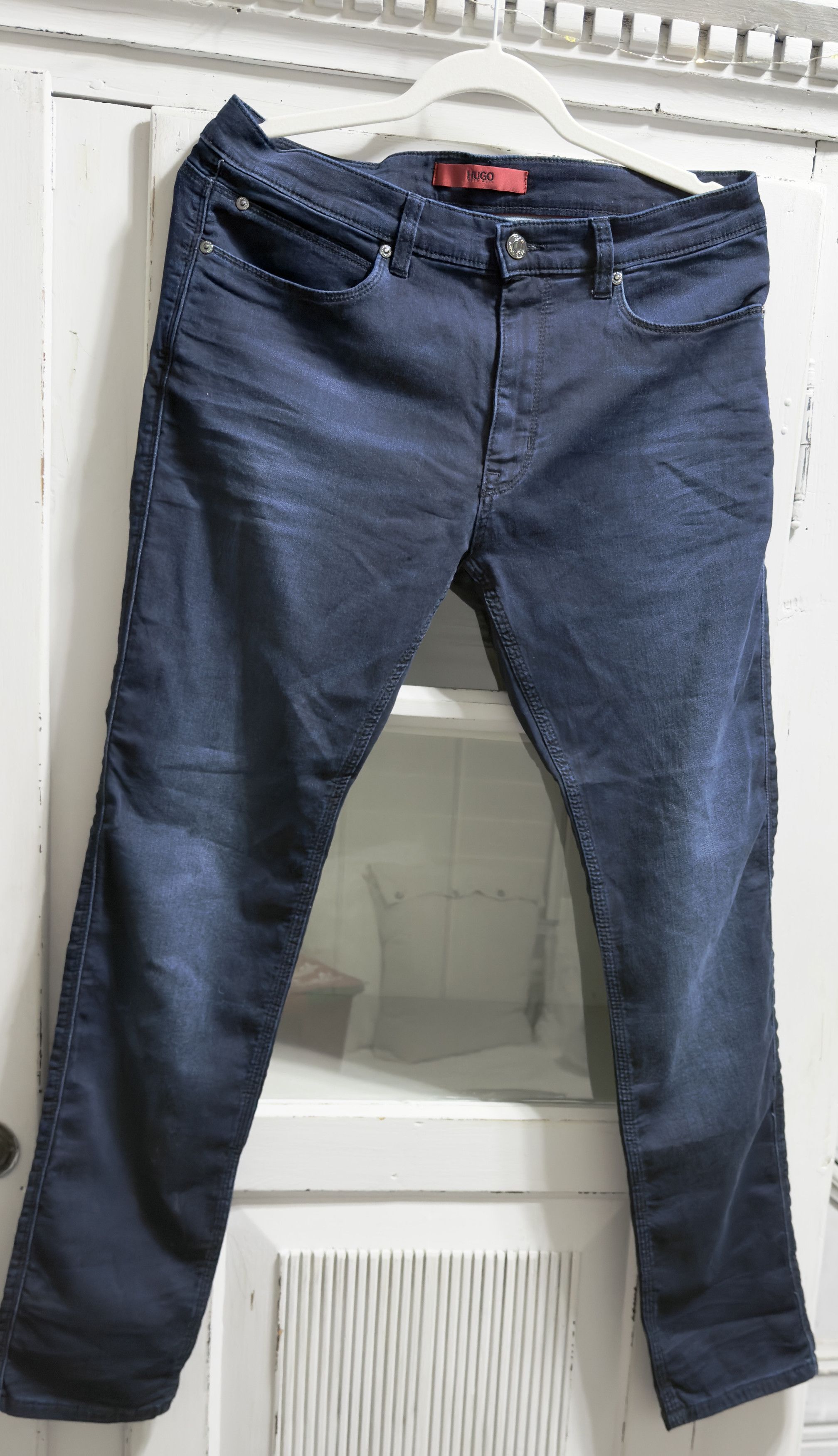 Hugo Boss Reverse Logo Delware Slim Fit Denim Navy Jeans Size US 32 / EU 48 - 1 Thumbnail