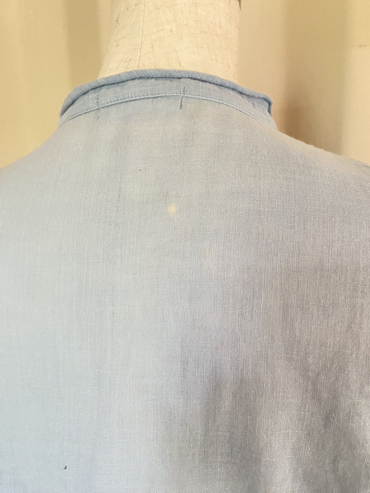 Issey Miyake Plantation Light Blue Pintuck Mandarin Collar Shirt Size ONE SIZE - 8 Thumbnail