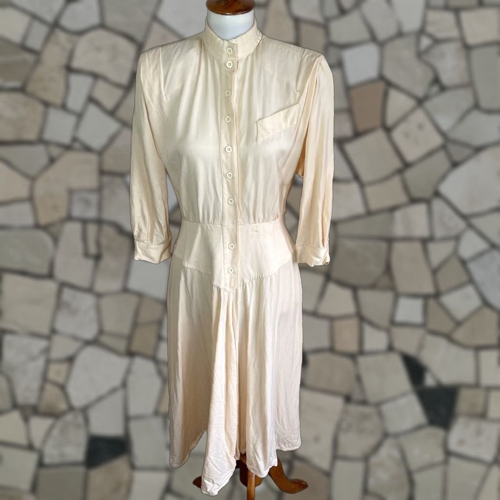 VINTAGE 1980s California Girl Pinstripe Shirt Dress Womens Small