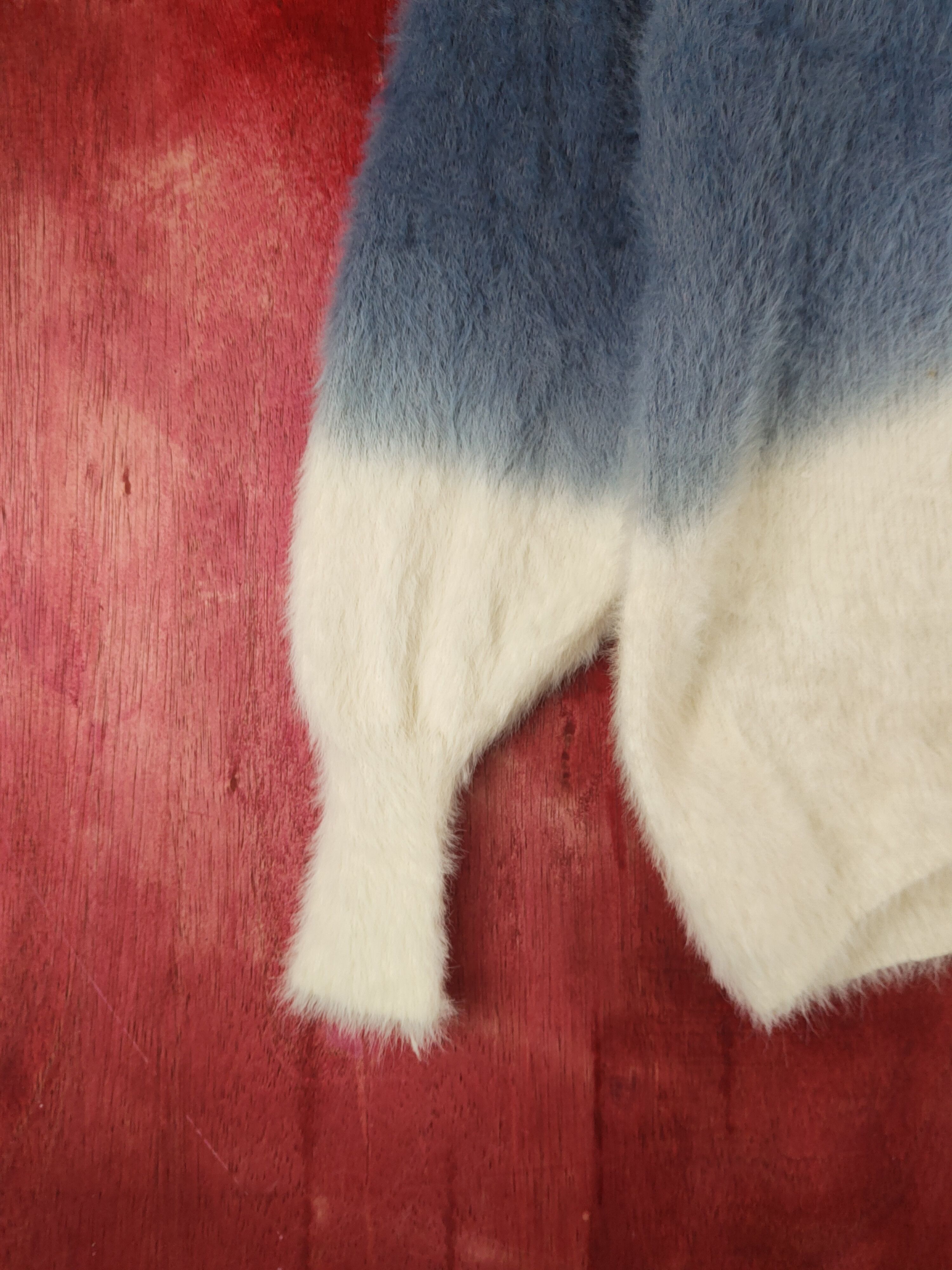 Homespun Knitwear R.p.s Blue White Shag Shaggy Fur Mohair Knitwear #S1933 Size M / US 6-8 / IT 42-44 - 4 Thumbnail