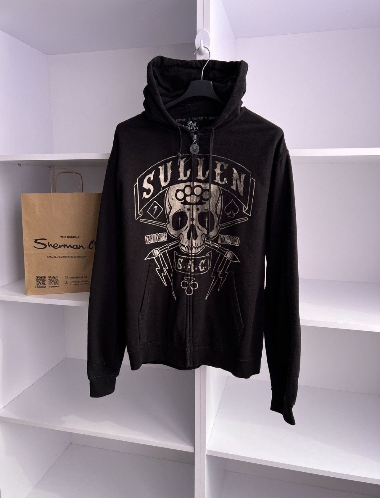 Ed Hardy × Japanese Brand × Vintage Vintage Sullen Ed Hardy Style Skull zip sweatshirt Size US L / EU 52-54 / 3 - 3 Thumbnail