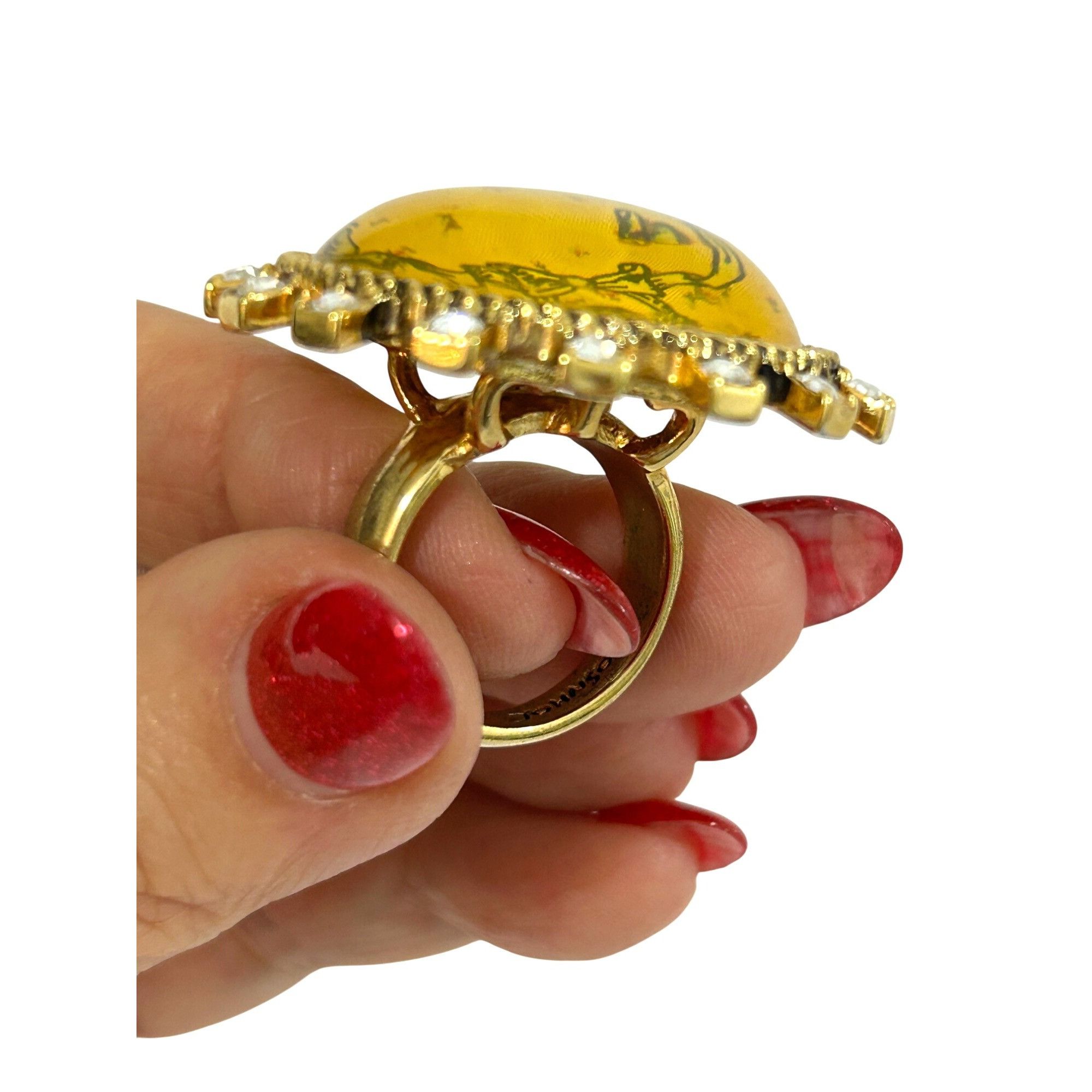 Betsey Johnson Betsy Johnson Tea Party Fashion Ring Vtg 7 Lucite Crystals G Size ONE SIZE - 4 Thumbnail