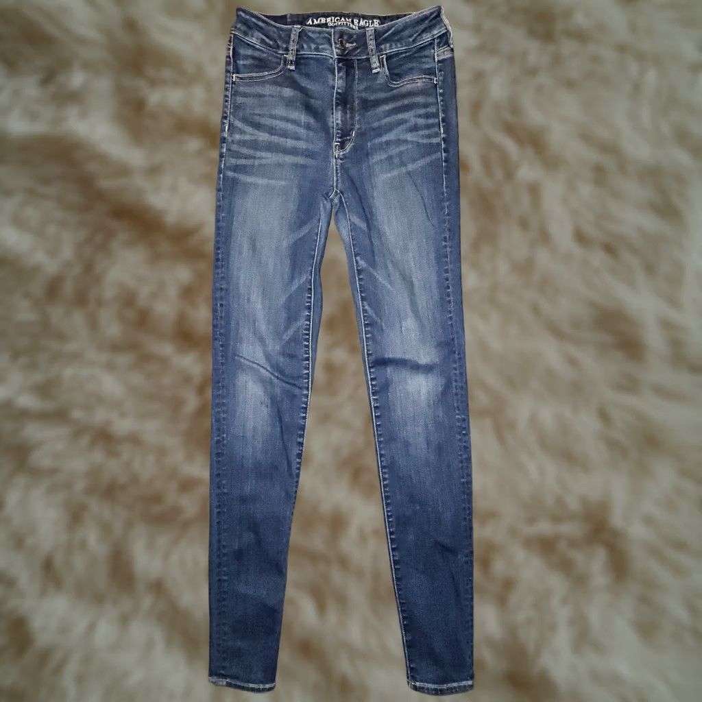 American Eagle Outfitters American Eagle Super Hi-Rise Denim Jeggings Womens 2 Long Blue Stretch Preppy Size 26" / US 2 / IT 38 - 1 Thumbnail