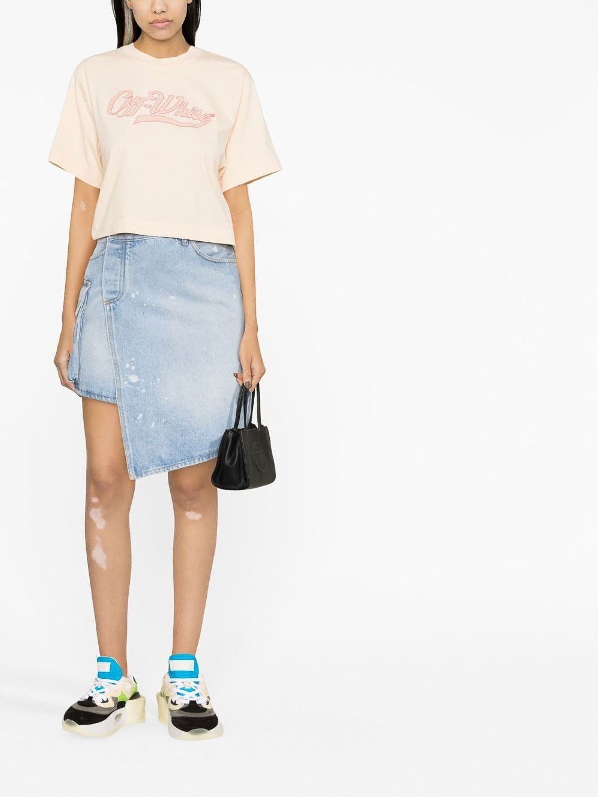 Off-White o1gr1nt0325 Embr Baseball Logo Crop T-Shirt in Beige Size M / US 6-8 / IT 42-44 - 3 Thumbnail