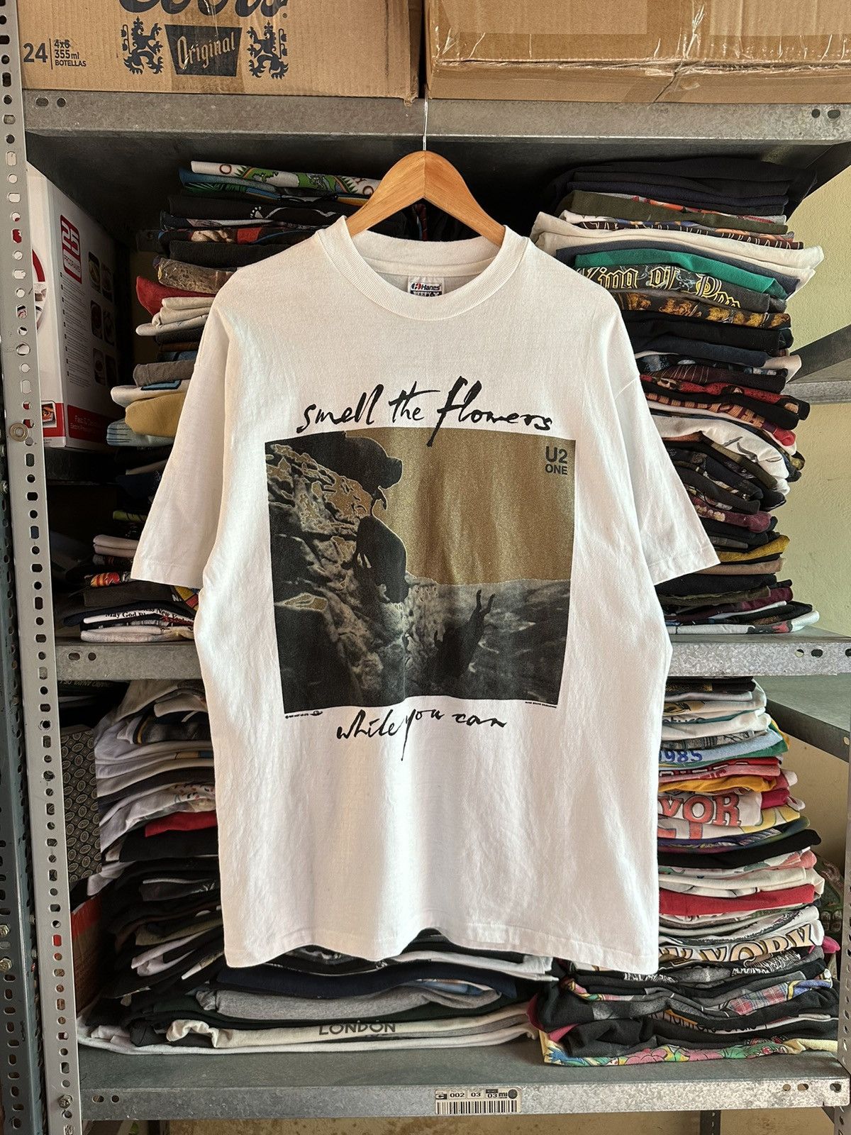 image of Band Tees x Tour Tee U2 Smell The Flowers 1991 Tour in White, Men's (Size Large)