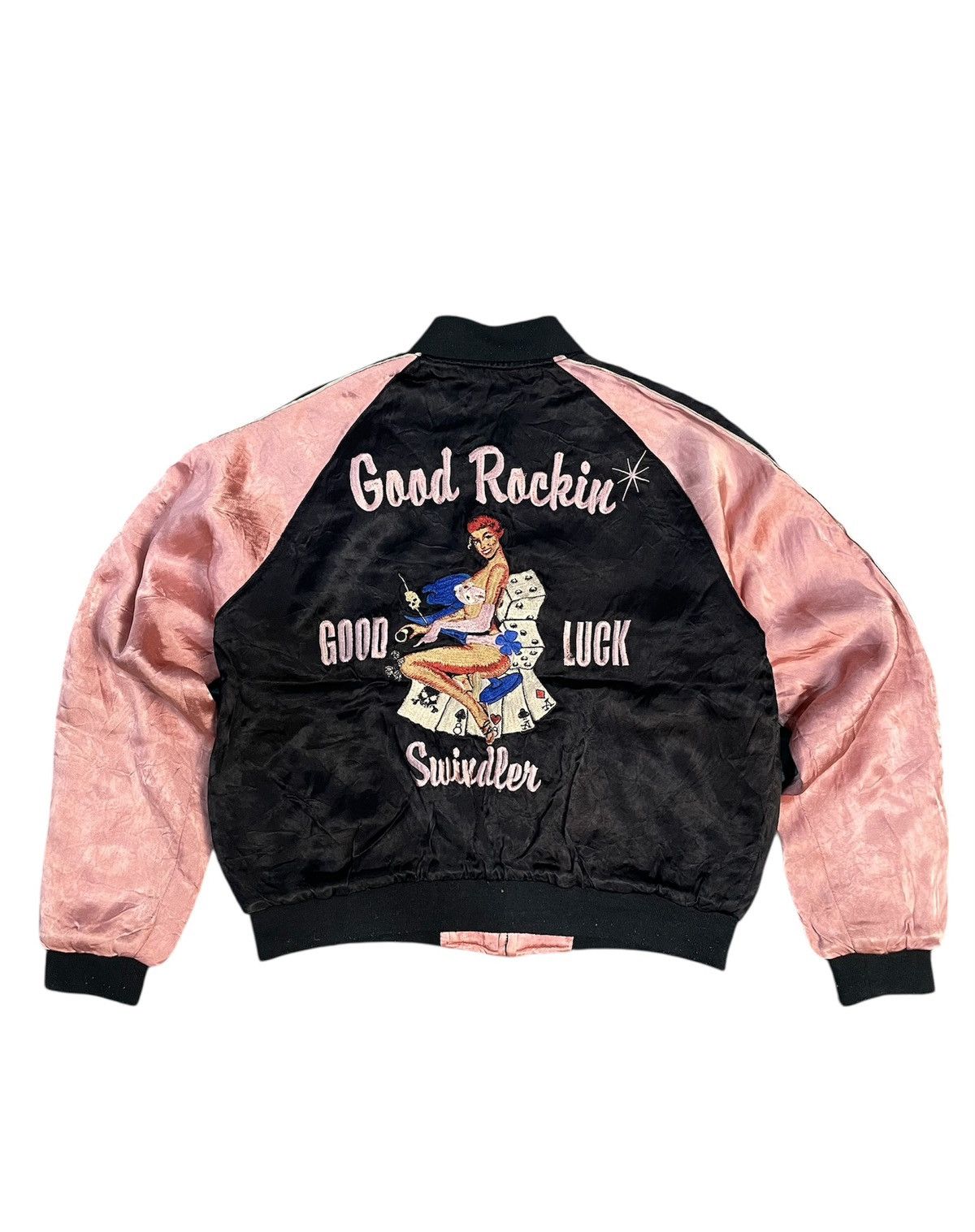 Japanese Brand Vintage Sukajan Good Rockin Swindler Embrodery Jacket Size US S / EU 44-46 / 1 - 1 Thumbnail