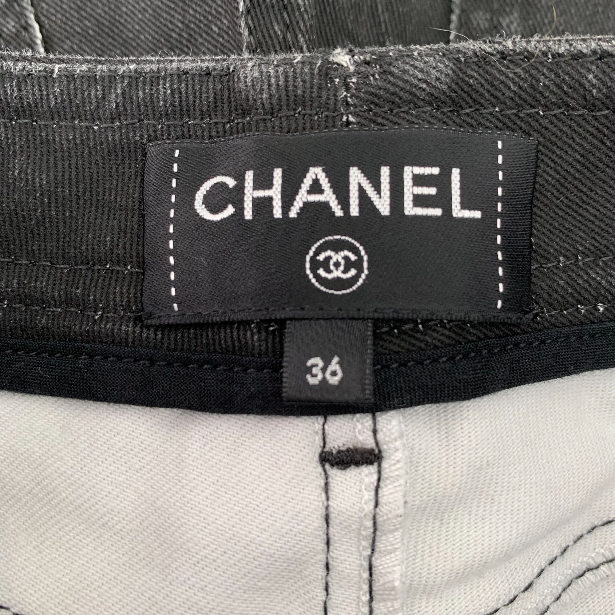 Chanel Chanel Black Graffiti Print Cotton Denim Pants Size 36 Made Size 36" / US 14 / IT 50 - 2 Thumbnail