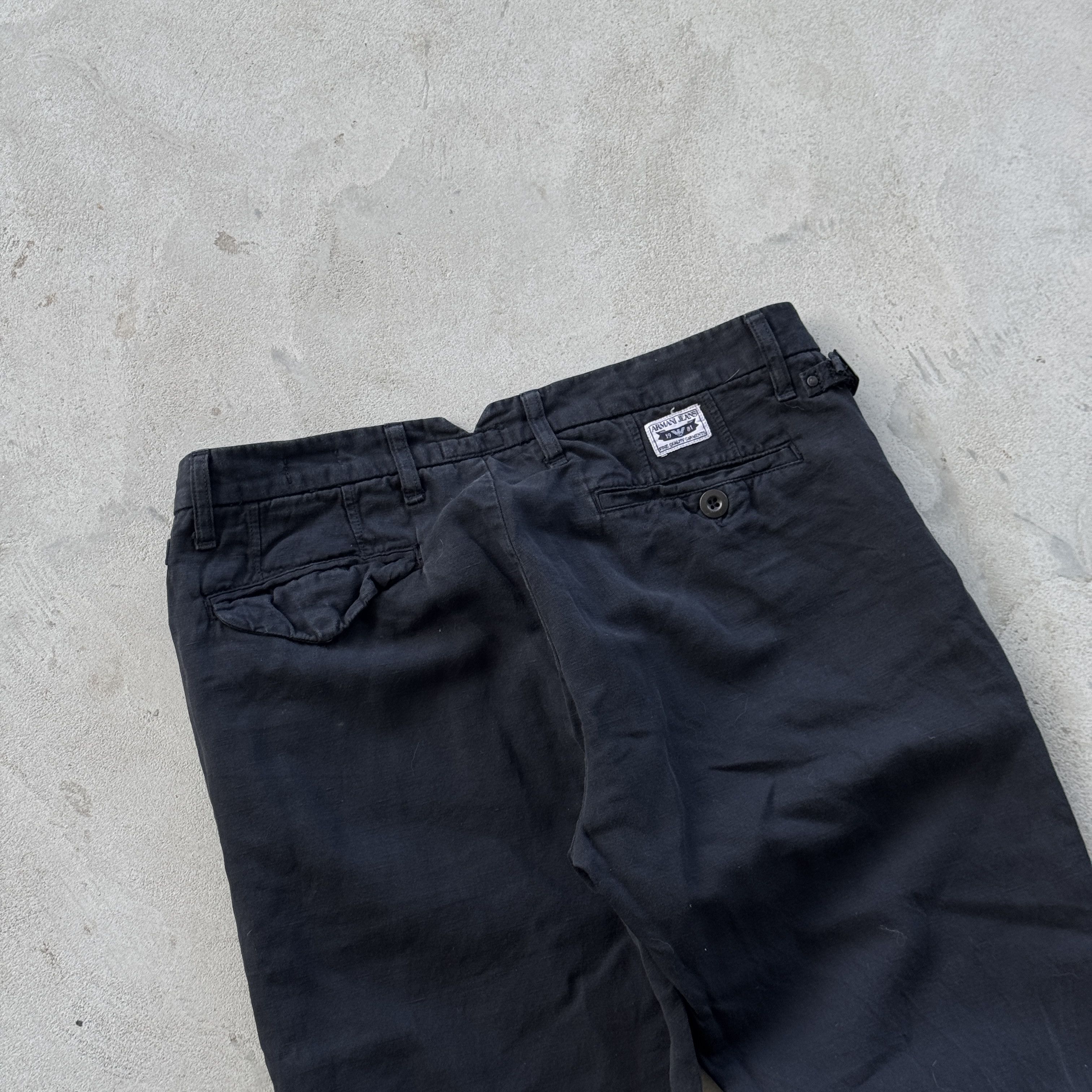 Emporio Armani Armani Jeans Linen P05 Antifit Black Pants Trousers Size US 32 / EU 48 - 3 Thumbnail