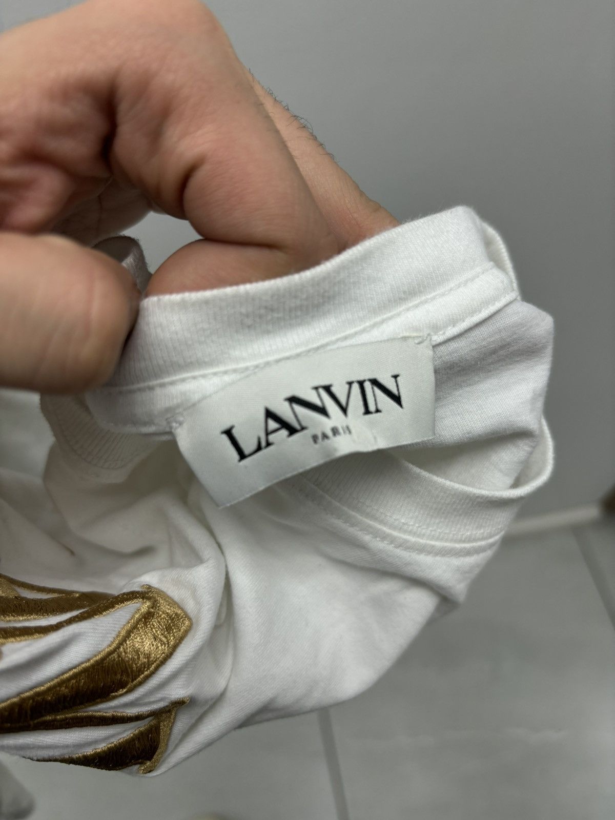 Lanvin Lanvin white gold logo T shirt medium Size US M / EU 48-50 / 2 - 2 Thumbnail