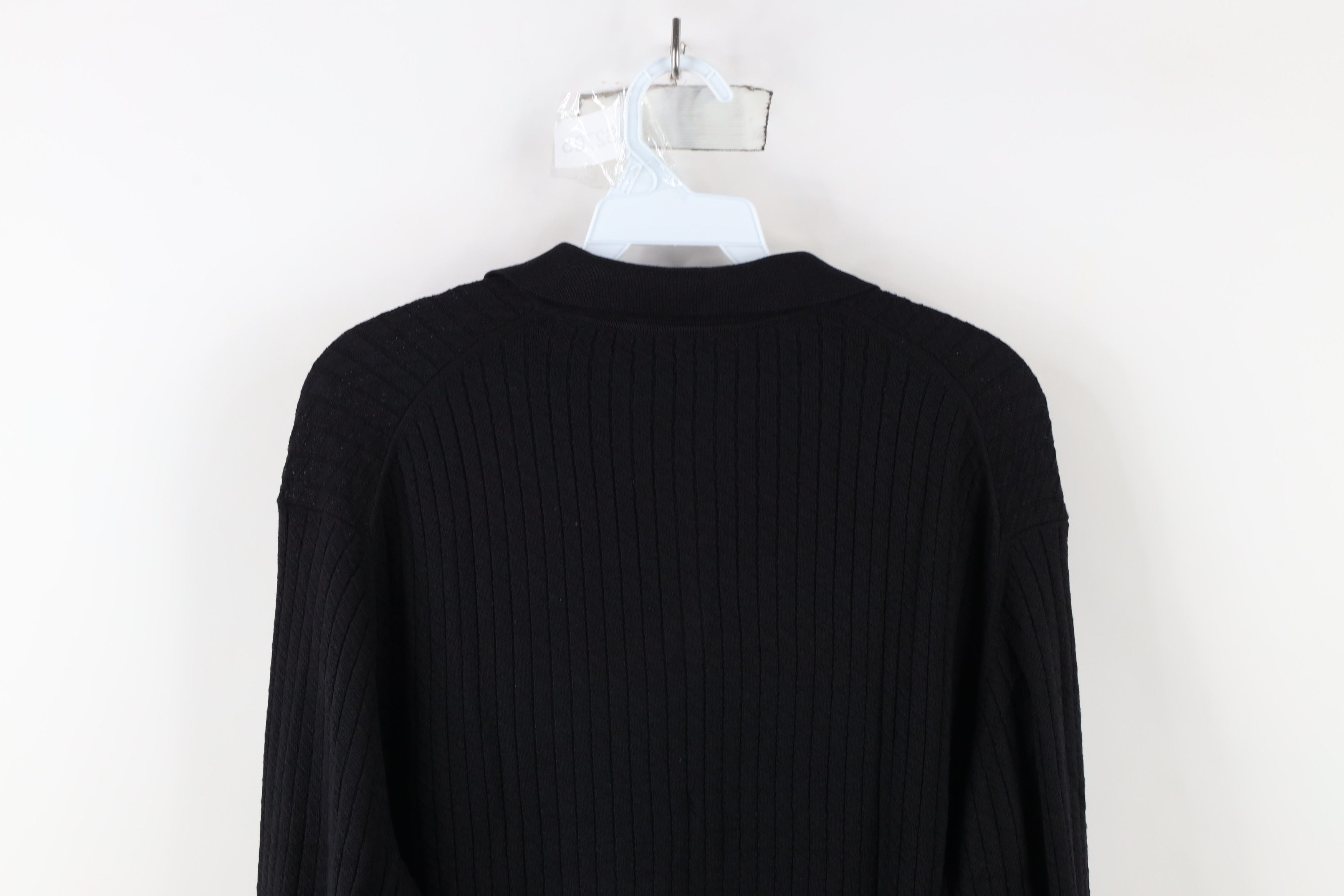 Vintage Vintage 90s Streetwear Ribbed Knit Collared Sweater Black Size US M / EU 48-50 / 2 - 7 Thumbnail