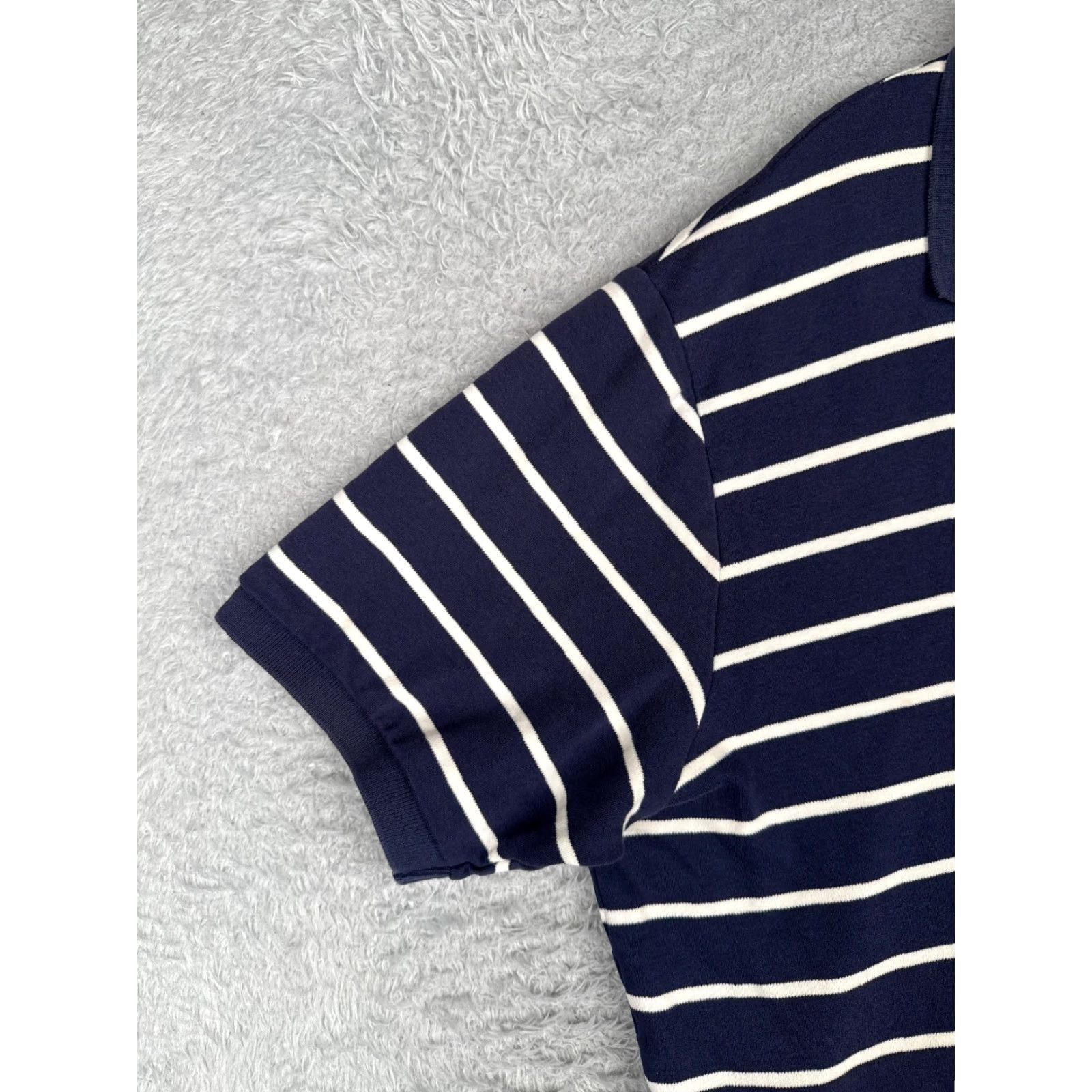 Ralph Lauren VINTAGE Ralph Lauren Polo Shirt Men XL Blue White Stripe 100% Cotton Slim Classic Logo Size US XL / EU 56 / 4 - 3 Thumbnail