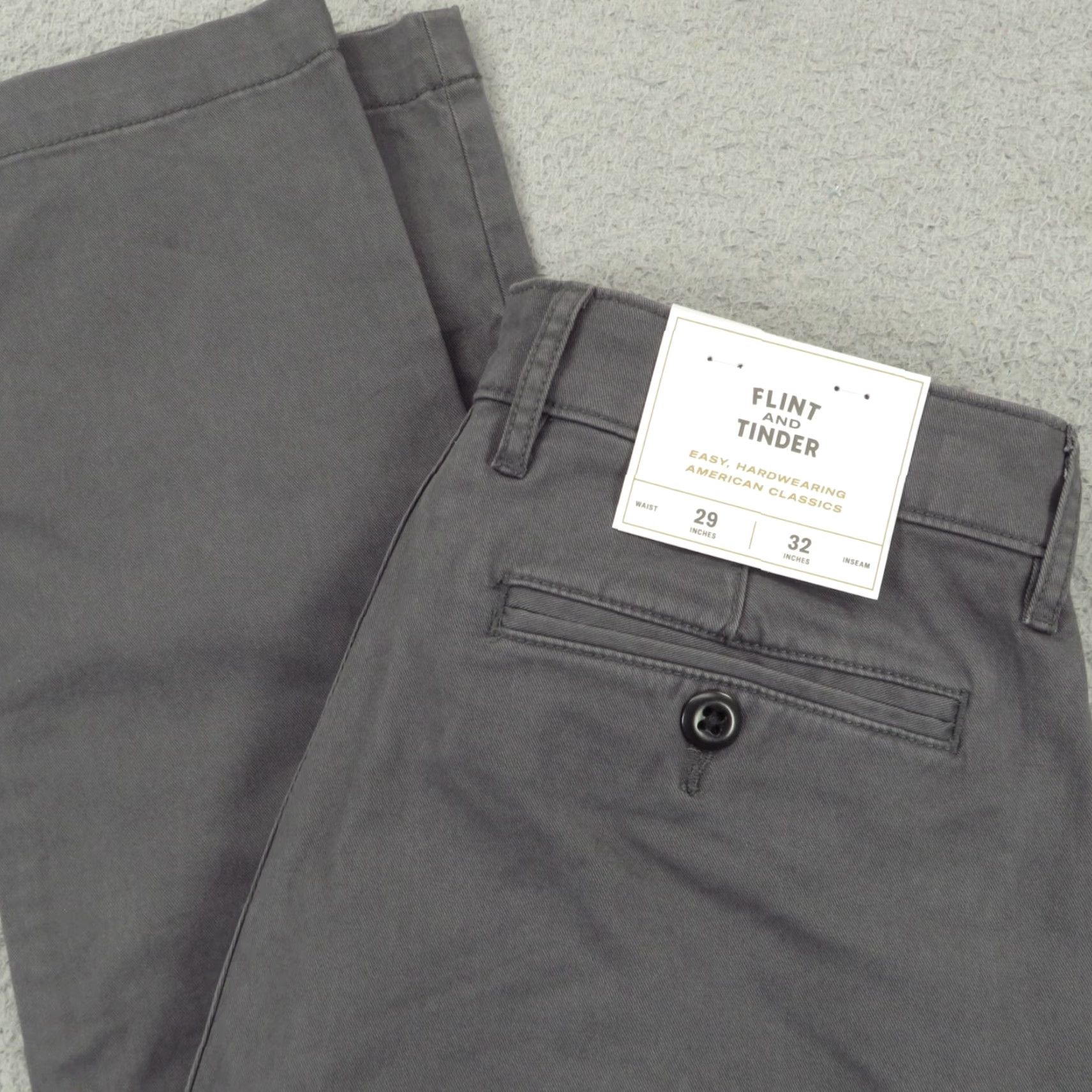 Flint And Tinder Flint And Tinder Pants Mens Slim Gray Twill Chinos Straight 29x32, 5-Pocket, Flat Front, Cotton Blend, Zip, Machine Washable, New With Tags, Huckberry Size US 29 - 2 Thumbnail