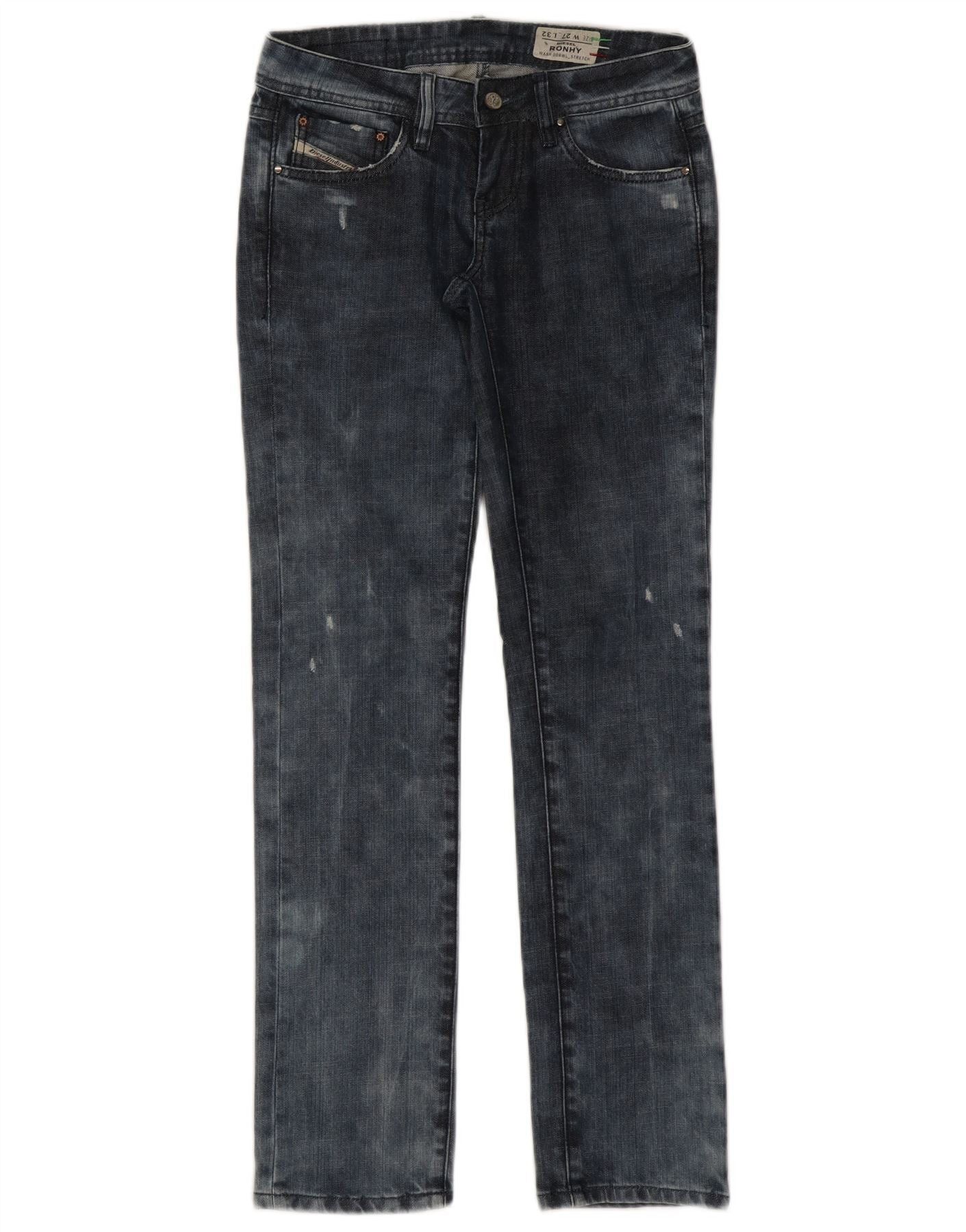 Diesel Womens Ronhy Acid Wash Straight Jeans W27 L32 Navy Blue Size 42" / US 20 - 1 Thumbnail