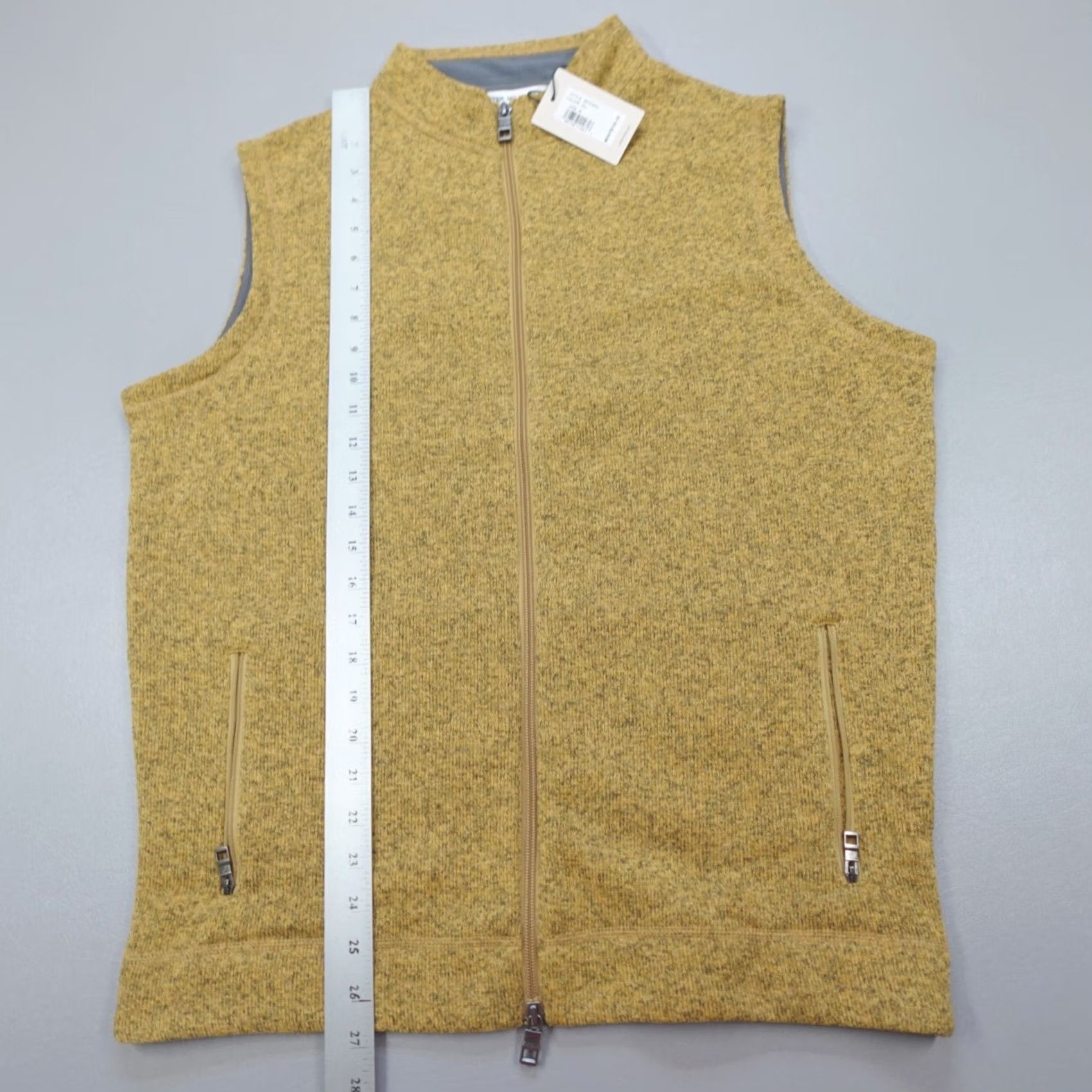 Peter Millar Peter Millar Crown Sweater Fleece Vest Dijon Sweater Men Classic Size L Yellow Zip Pockets Logo Solid Mid-Length Jacket/ Vest All Seasons Size US L / EU 52-54 / 3 - 6 Thumbnail