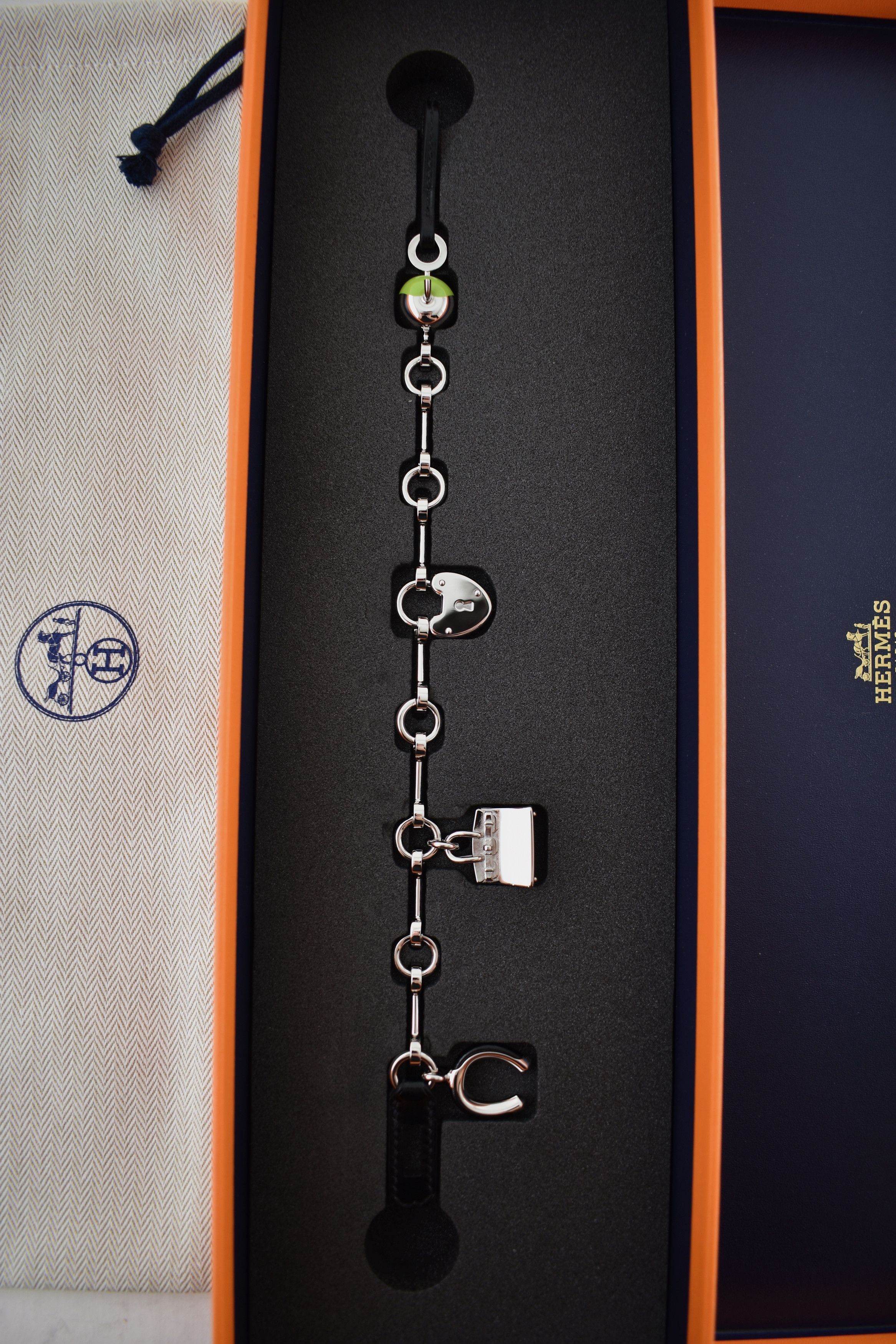 Hermes Hermes Bijou De Sac Charm Green Apple Birkin Kelly Black Bag Size ONE SIZE - 8 Thumbnail