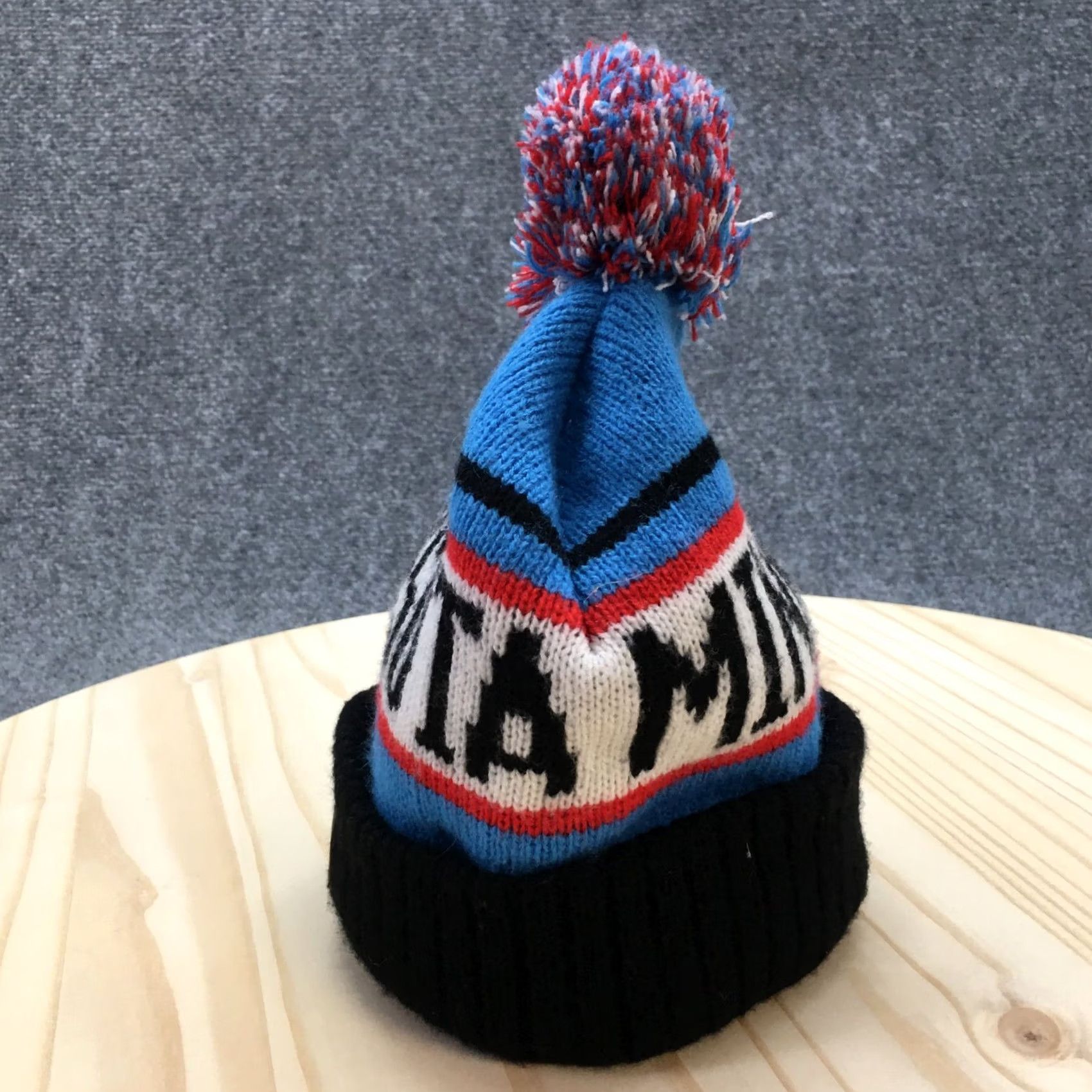 Twins Minnesota Pompom Beanie Hat - Mens Blue Red Caribou Knit - 5 Size ONE SIZE - 4 Thumbnail