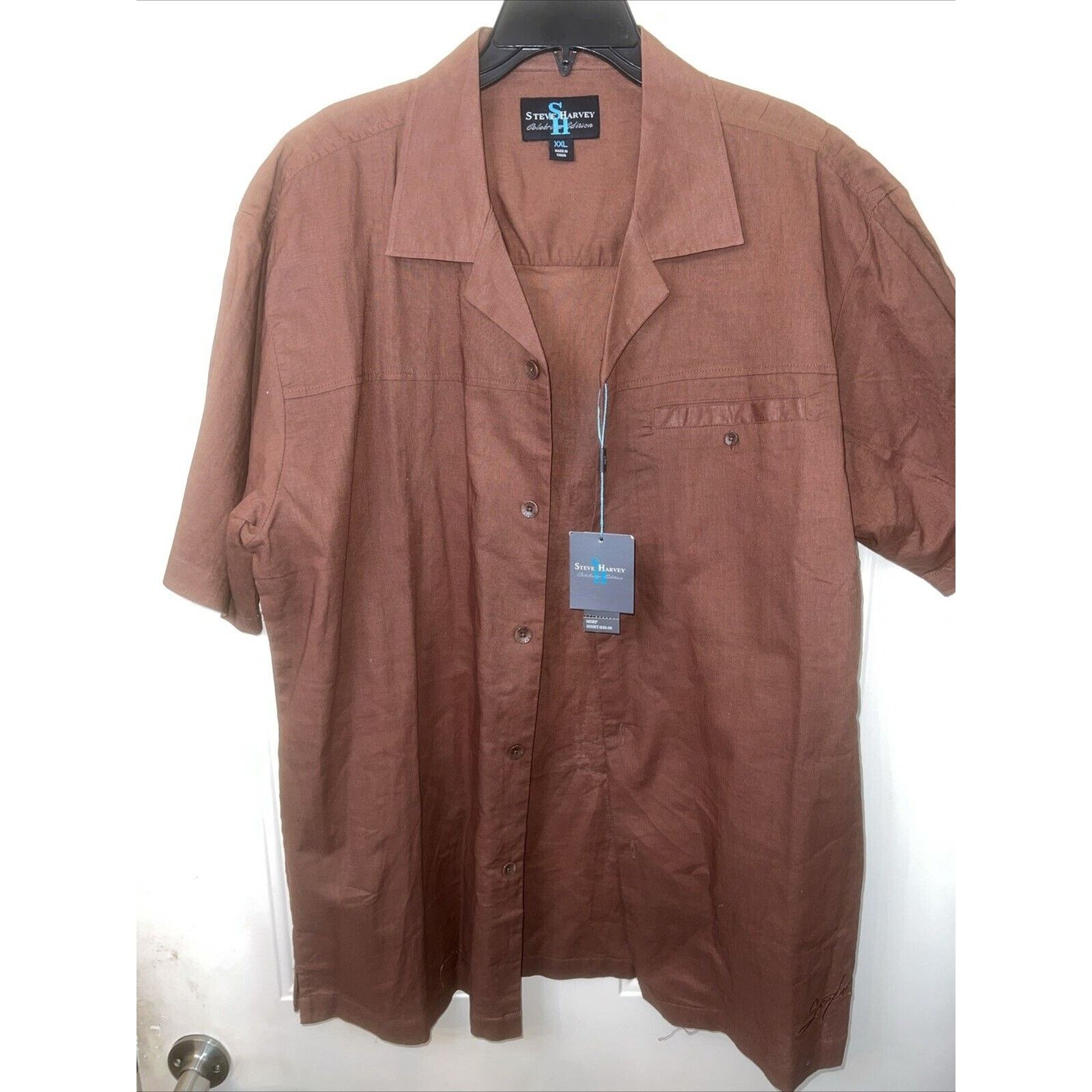 Other Steve Harvey Shirt Men’s 2XL Brown Short Sleeve Button Up Size US XXL / EU 58 / 5 - 1 Thumbnail