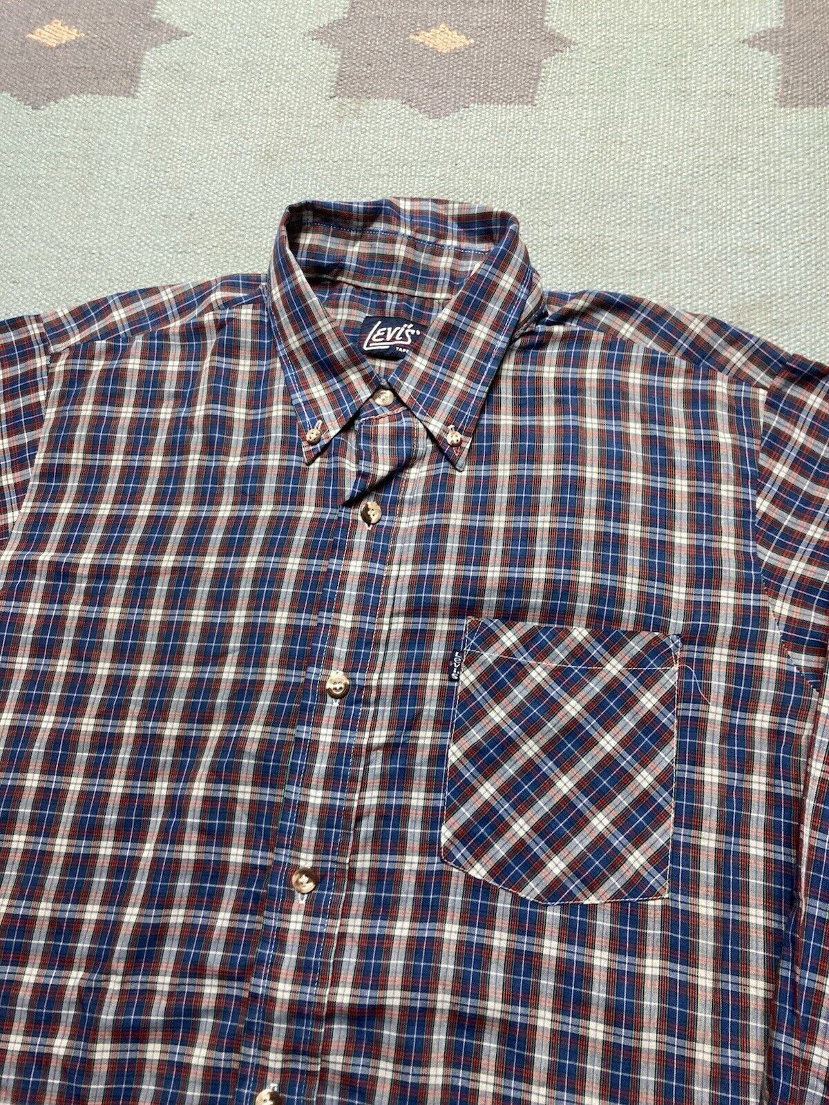 Levi's × Vintage VTG 70s Levis button shirt plaid check lightweight large Size US L / EU 52-54 / 3 - 2 Thumbnail