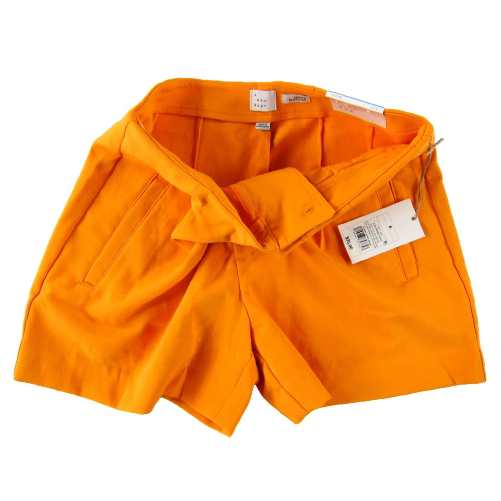 Vintage A New Day NWT Neon Orange Pleated Pocket Midi Chino Shorts Women Size 6 Size 28" / US 6 / IT 42 - 3 Thumbnail