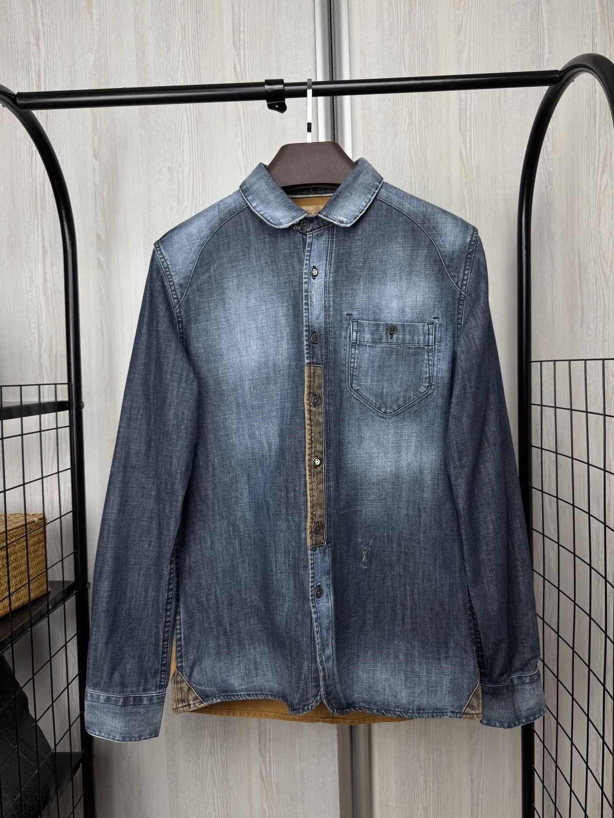 Designer × Japanese Brand Pearly King blue denim brown canvas leather shirt Size US M / EU 48-50 / 2 - 1 Thumbnail