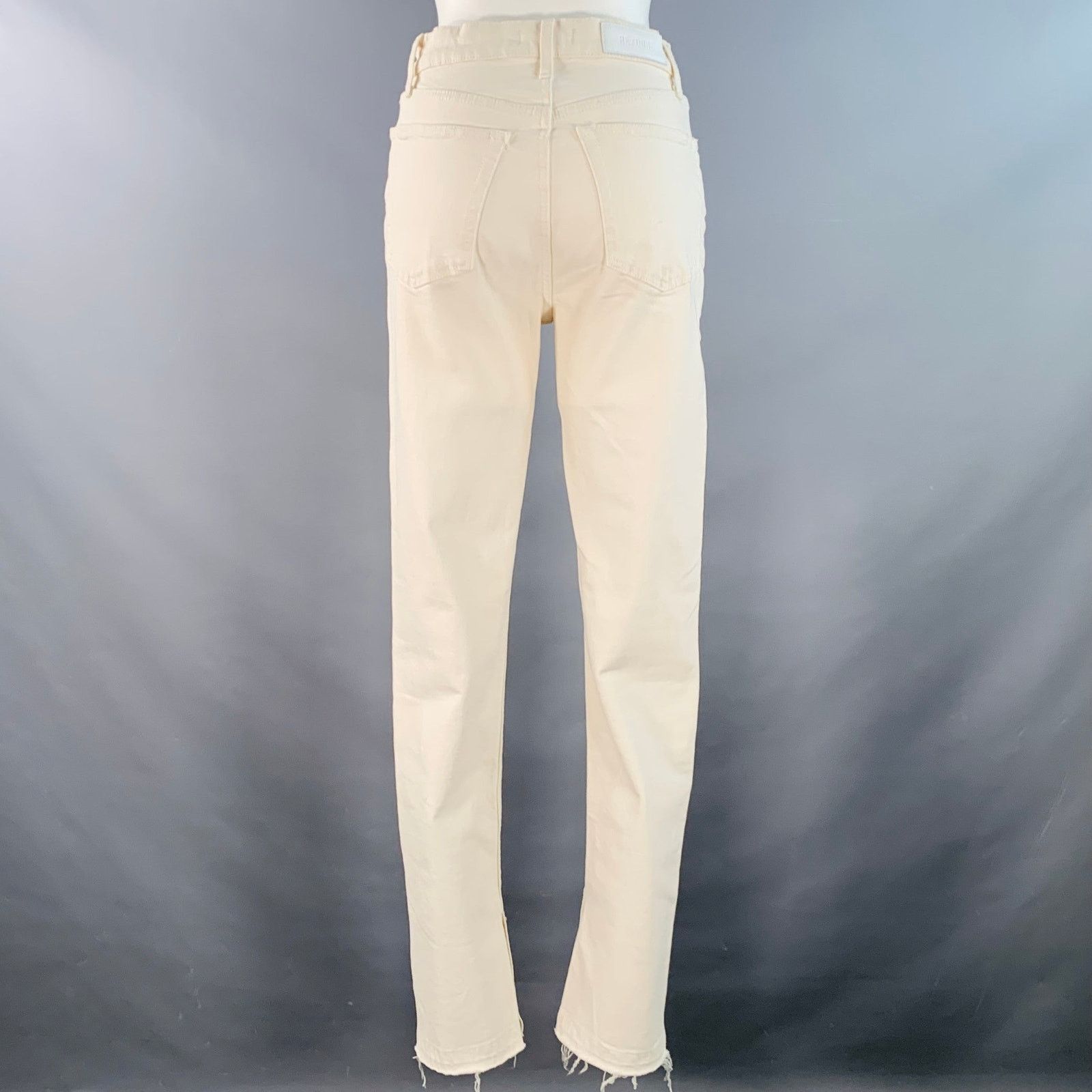 RE/DONE 26 Beige Cotton Blend Raw Edge Straight Button Fly Jeans Size 26" / US 2 / IT 38 - 2 Thumbnail
