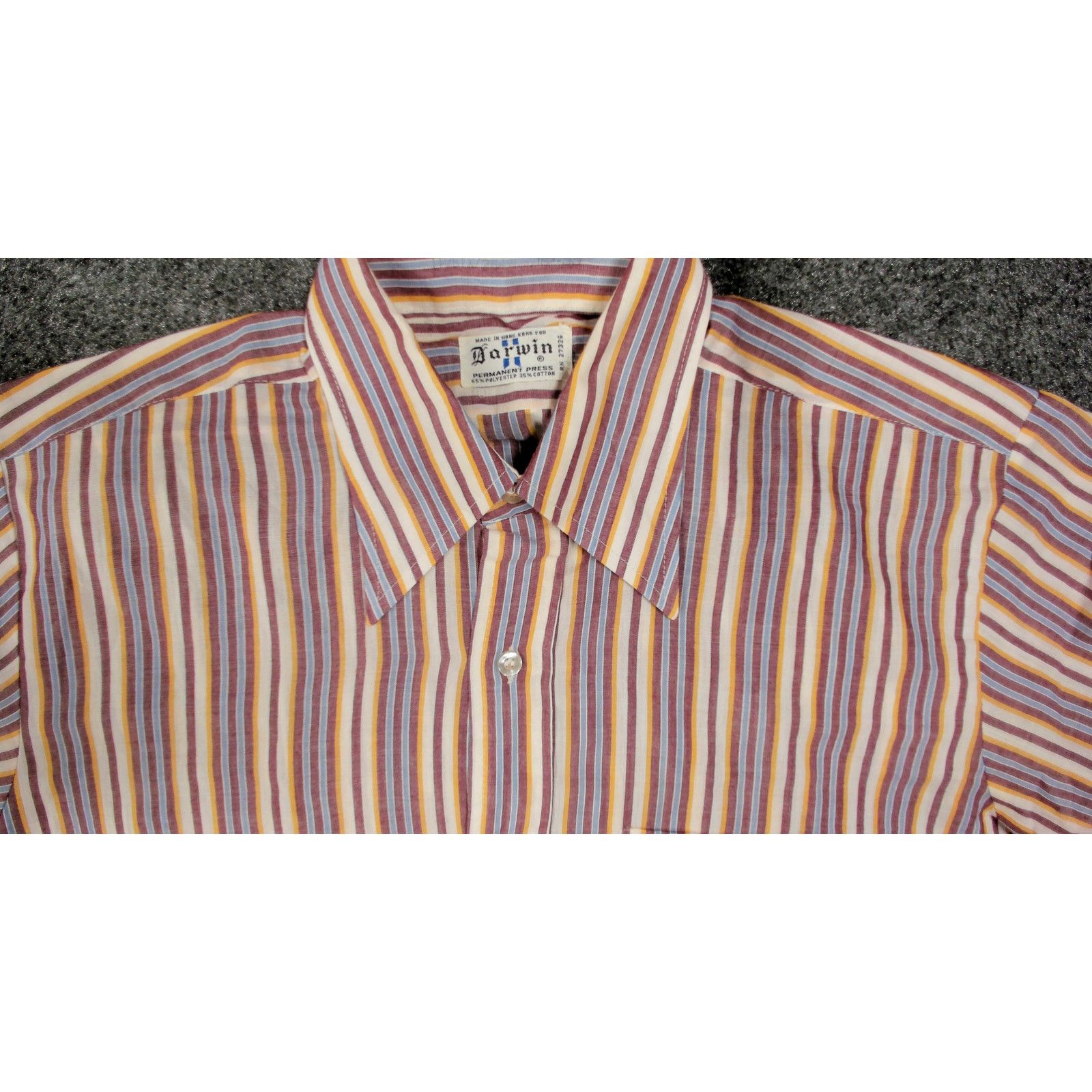 Vintage Darwin Vintage 70s Sheer Striped Disco Overshirt Mauve Size US M / EU 48-50 / 2 - 11 Thumbnail
