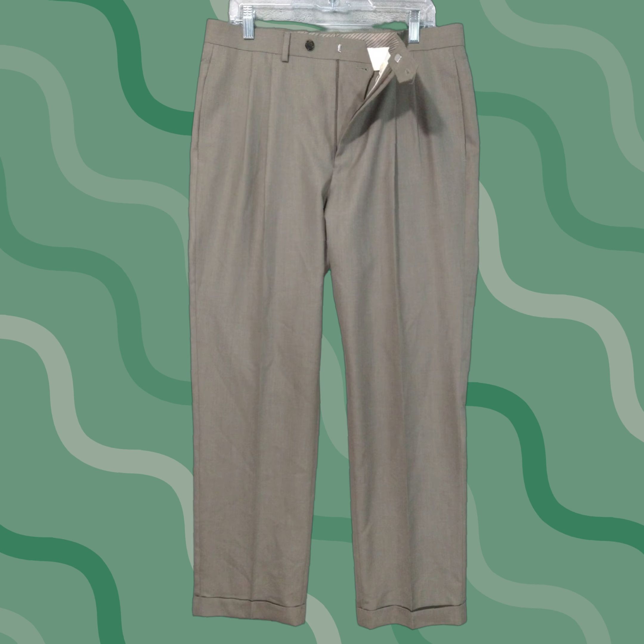 Ralph Lauren Ralph Lauren Dress Pants Mens 34x32 Beige Straight Leg Mid Rise Cuffed Pleated Dress Pants Mens Beige 34 Inseam 32 City Preppy Wedding Vintage: No Size US 34 / EU 50 - 1 Thumbnail