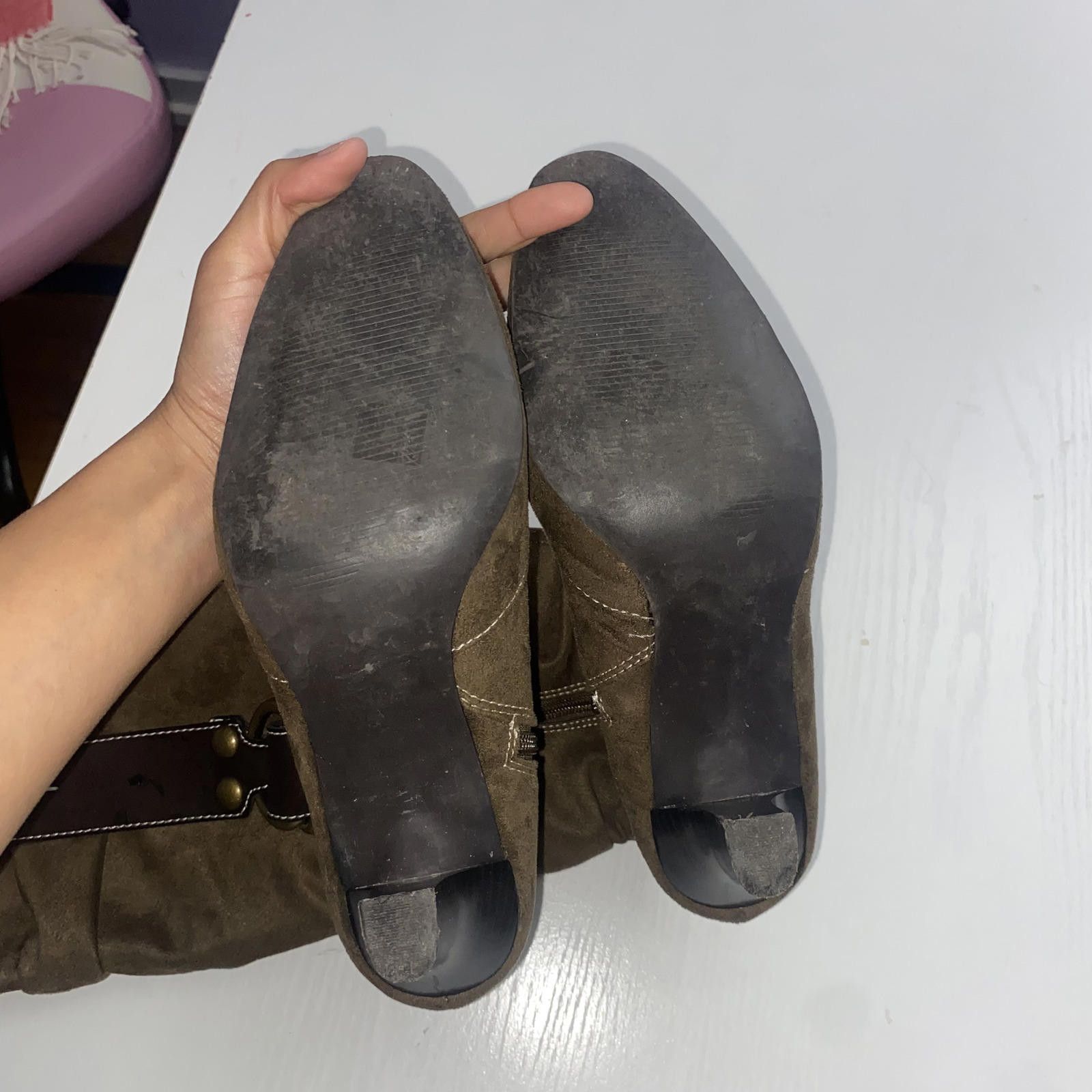 Cartoon Network Vintage 2000s Brown Suede Ruched Heeled Boots 8 Size US 8 / IT 38 - 3 Thumbnail