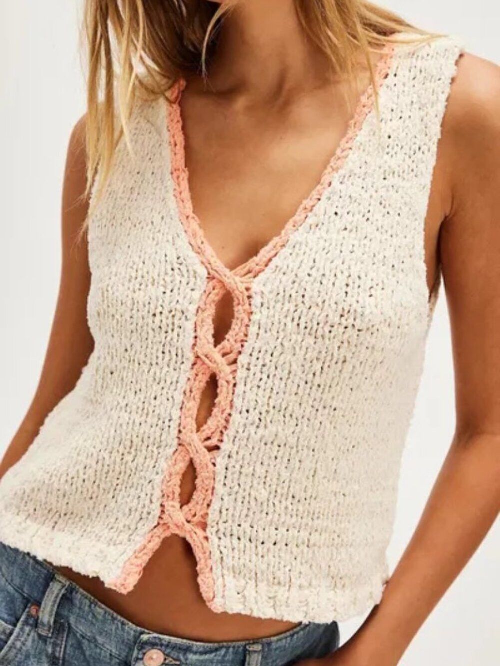 Free People New Free People Sicily Shell Sweater In Ivory Combo Size S Size S / US 4 / IT 40 - 2 Thumbnail