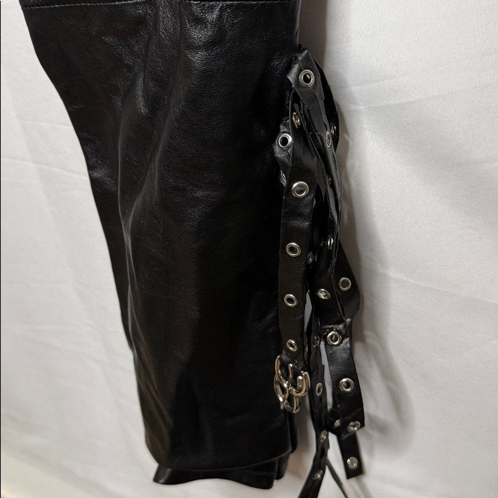 Wilsons Leather Wilson's leather black 100% leather pants straps on leg 28 Size 28" / US 6 / IT 42 - 6 Thumbnail