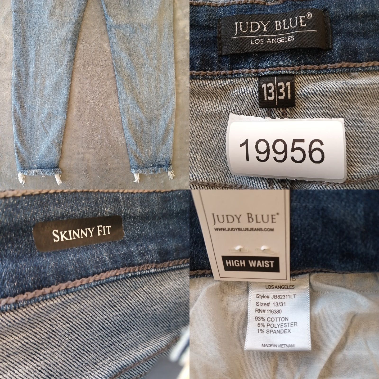 Vintage Judy Blue Jeans Womens 13 Size Skinny Distressed 31x27 Button High Rise New Size 34" / US 12 / IT 48 - 8 Thumbnail