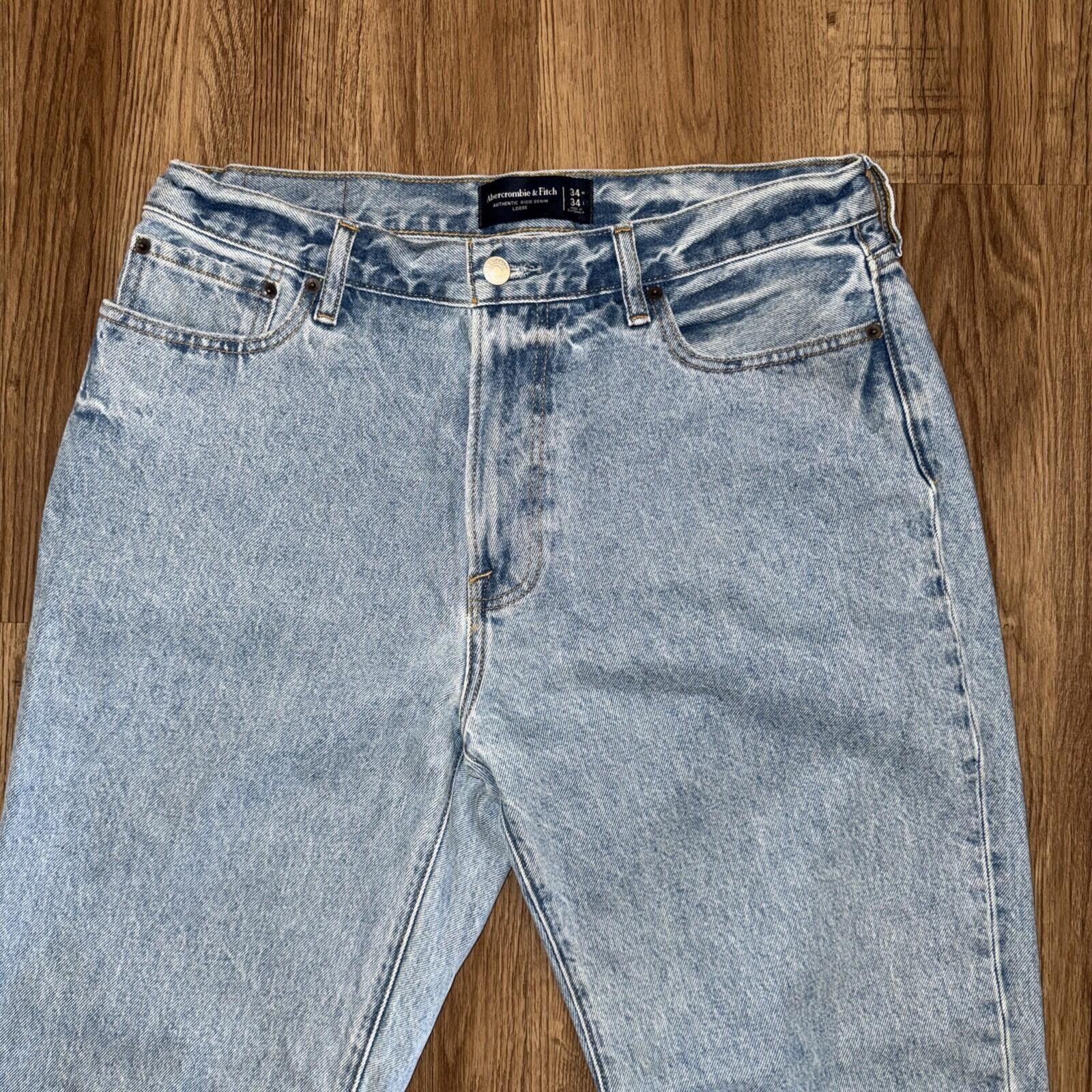 Abercrombie & Fitch Abercrombie & Fitch Authentic Rigid Denim Loose Light Wash Size US 34 / EU 50 - 3 Thumbnail