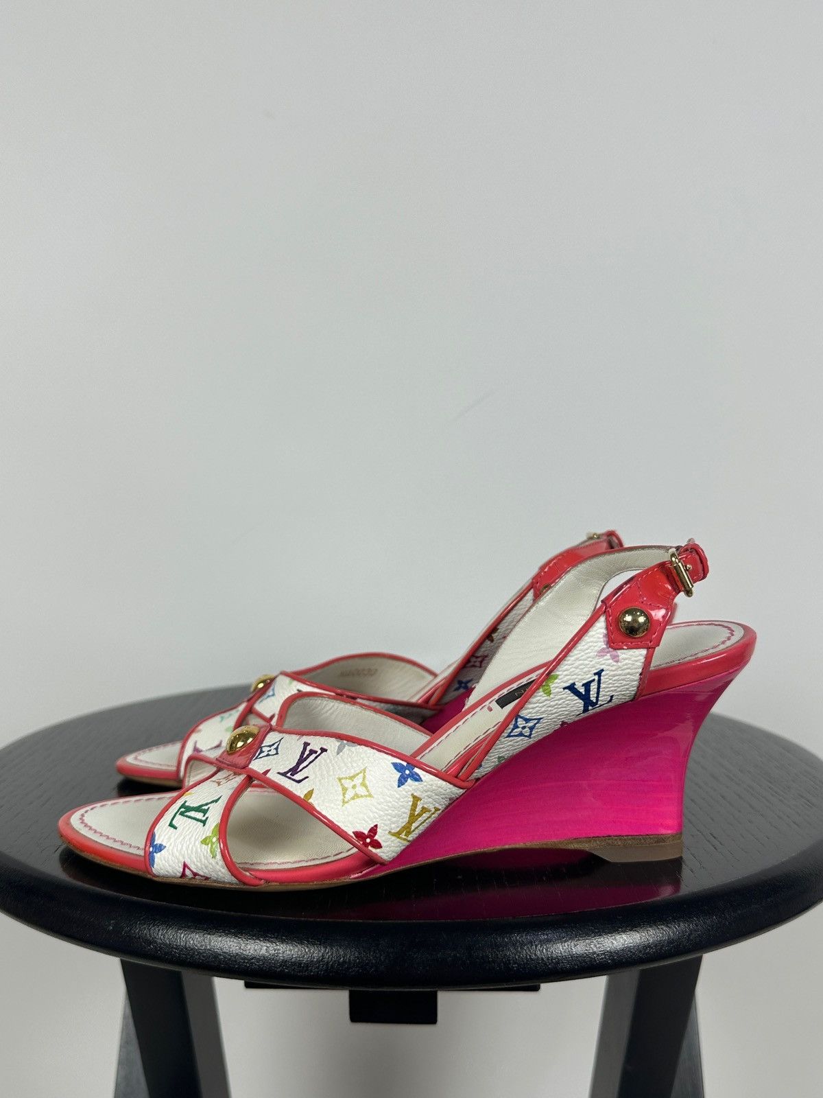 Louis Vuitton × Takashi Murakami 2009 Vintage Louis Vuitton x Takashi Murakami Wedge Sandal Size US 4.5 / IT 34.5 - 4 Thumbnail