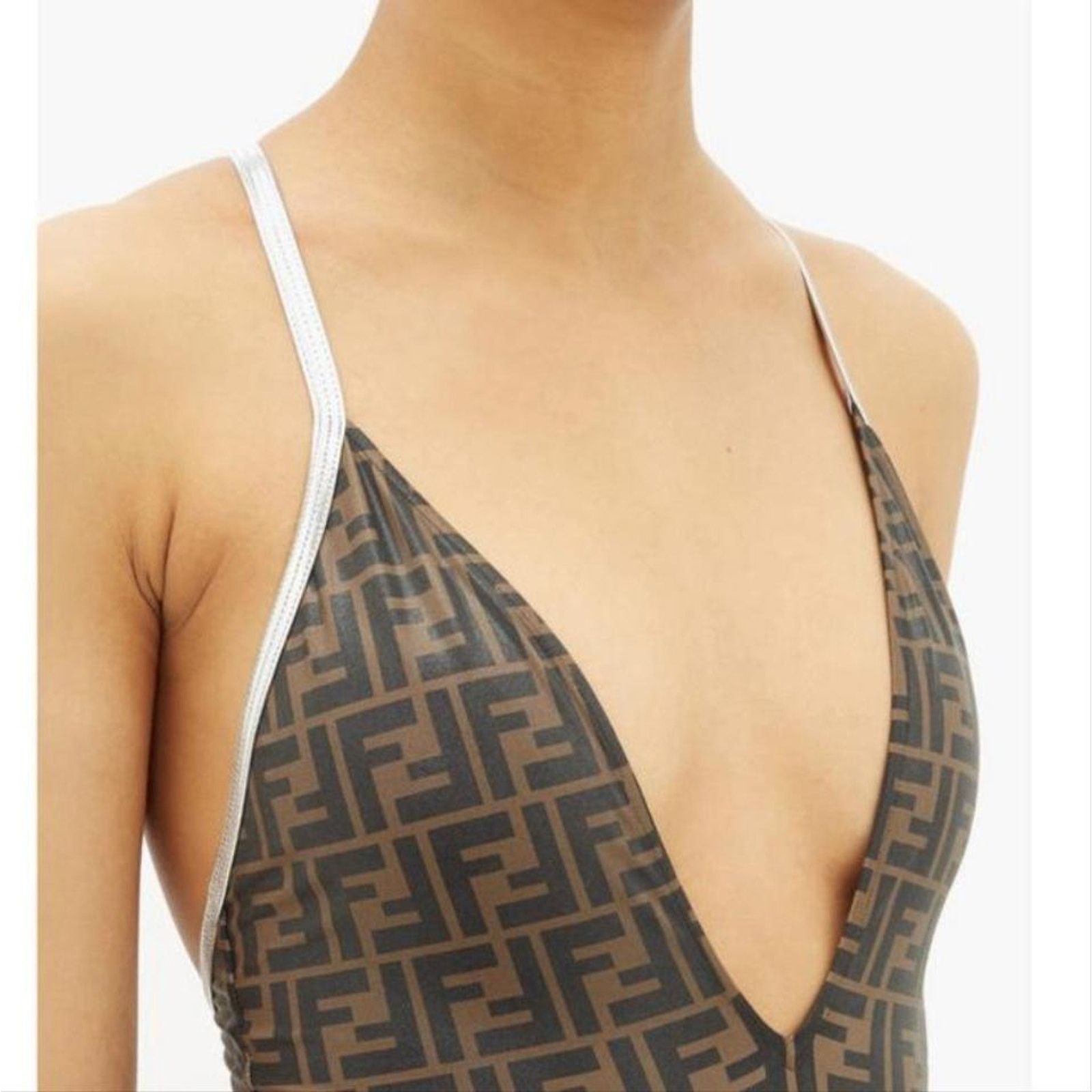 Fendi FF logo v neck swimsuit body suit Size S / US 4 / IT 40 - 4 Thumbnail