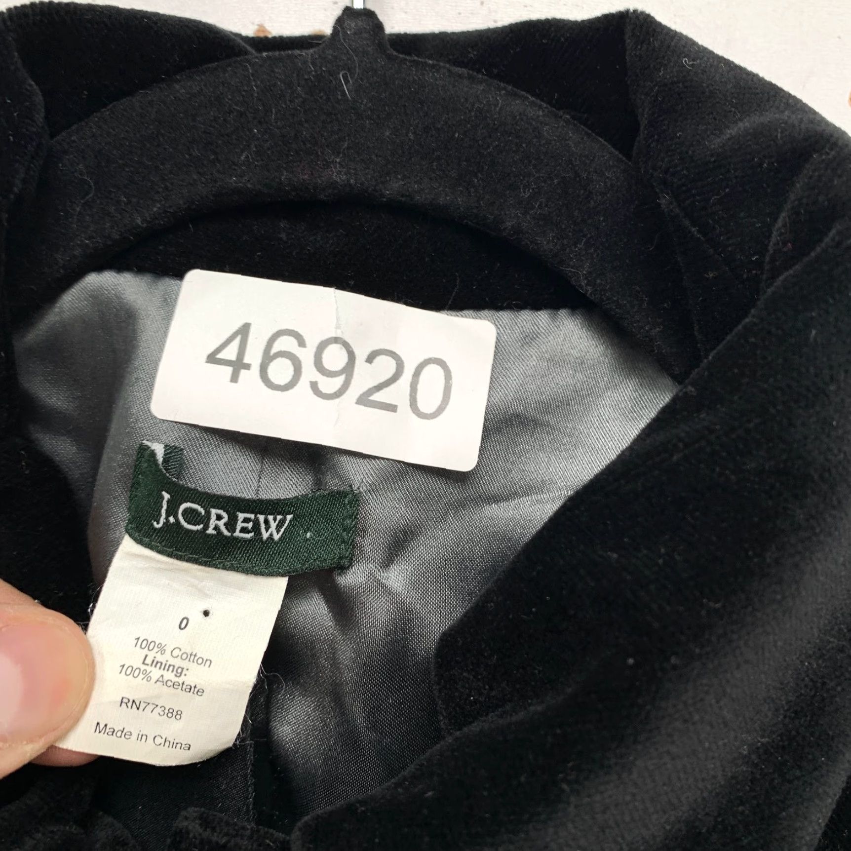 Velvet VINTAGE J CREW Velvet Blazer Womens 0 Black Collared Business Work Lined Size XXS / US 00 / IT 34 - 3 Thumbnail