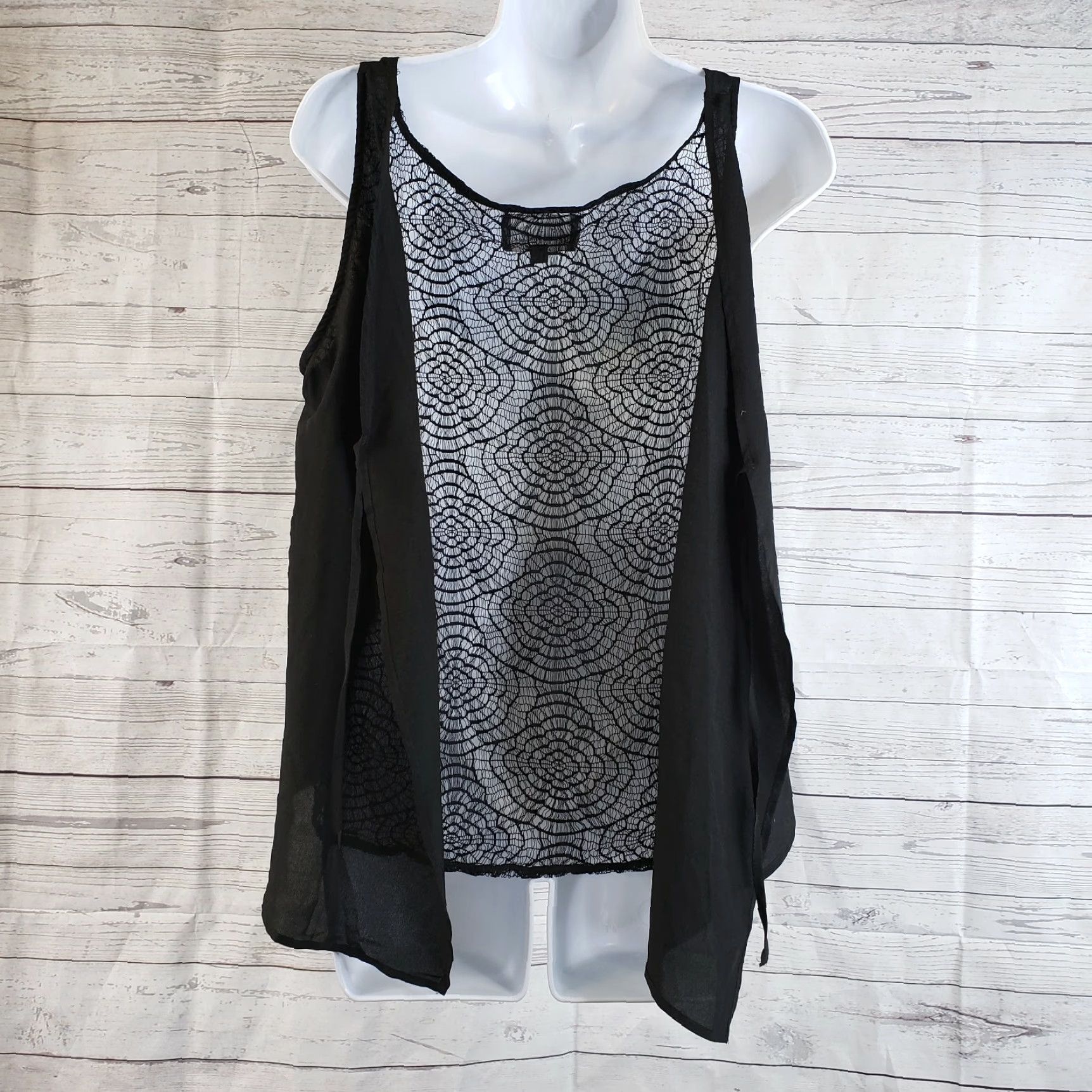 Vintage PJK Patterson J Kincaid Womens Tank Top Sz Large Solid Black Lace Ties in Back Tank Womens L Black Lace Tie Back 90s Style Size L / US 10 / IT 46 - 4 Thumbnail