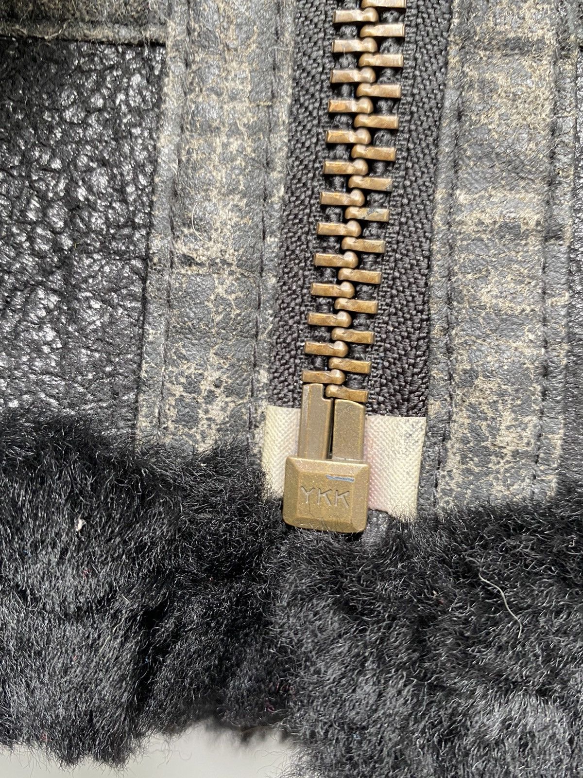 Vtg Sheepskin Military Leather Jacket