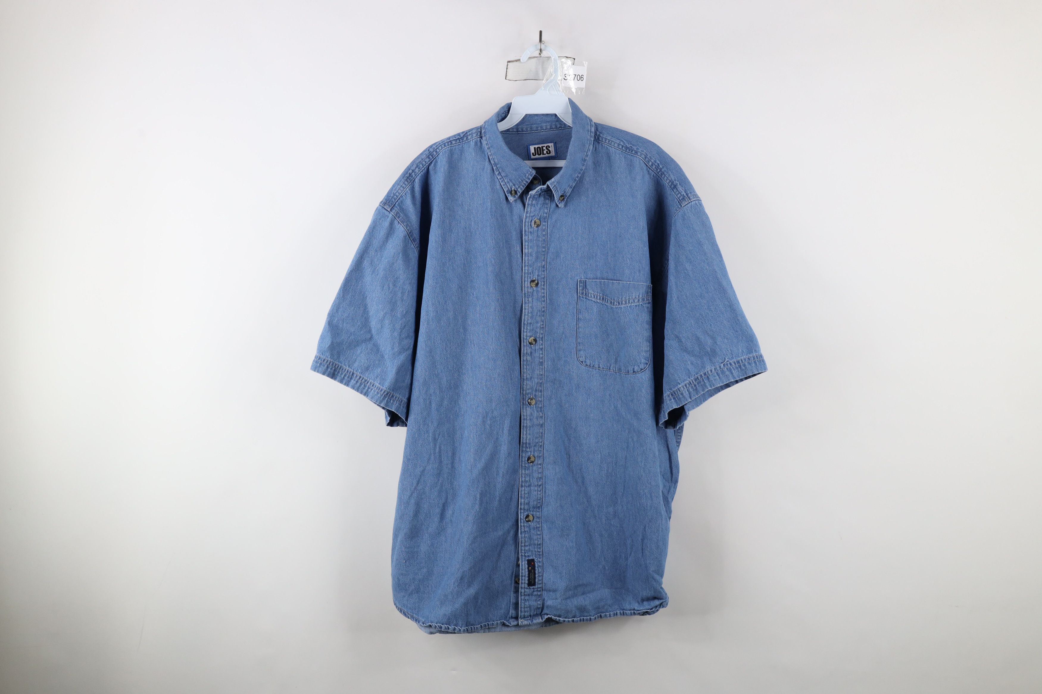 Vintage Vintage 90s Streetwear Short Sleeve Denim Jean Down Shirt Size US XXL / EU 58 / 5 - 1 Thumbnail