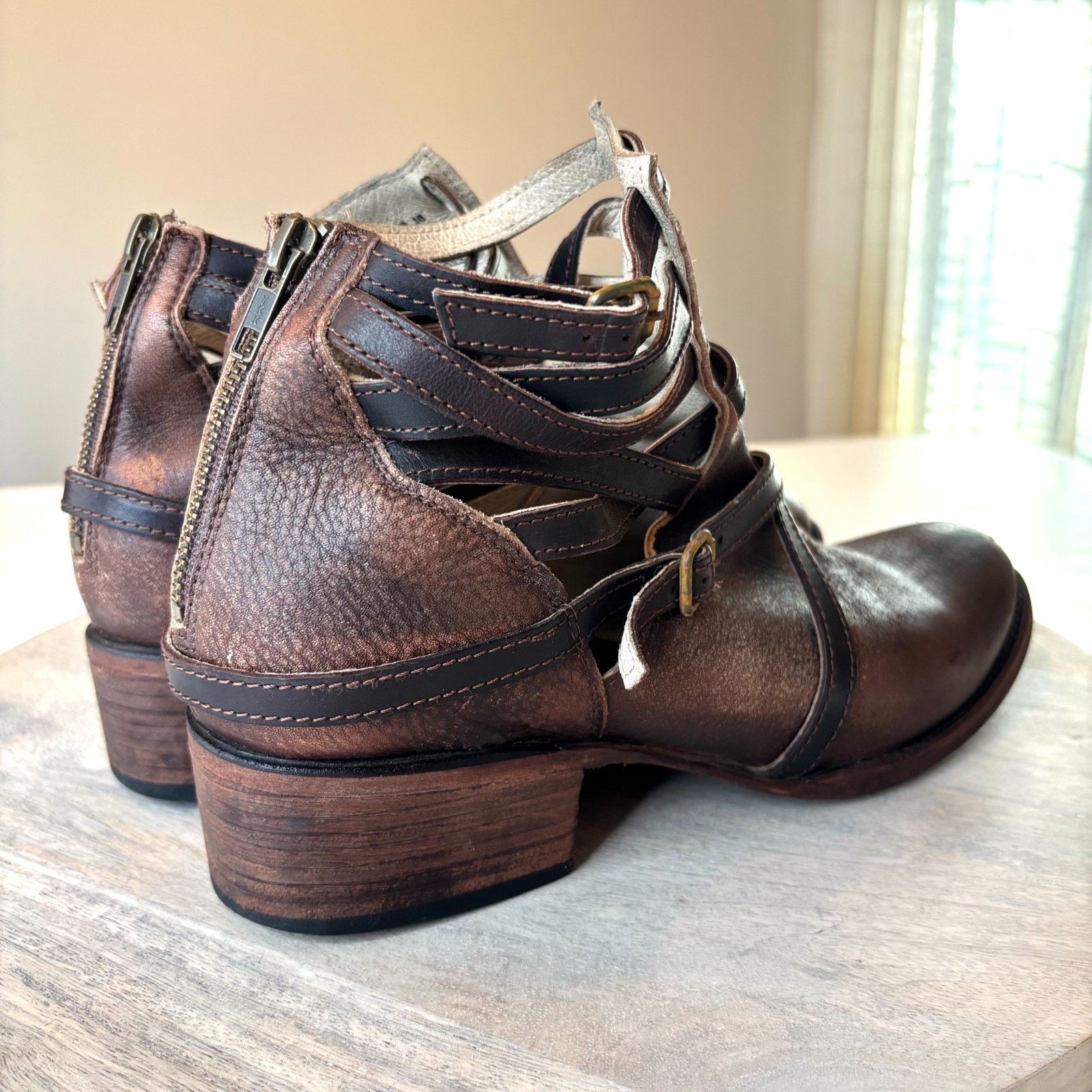 FREEBIRD Freebird Stair 10 Brown Strappy Harness Western Ankle Boots Size US 10 / IT 40 - 6 Thumbnail